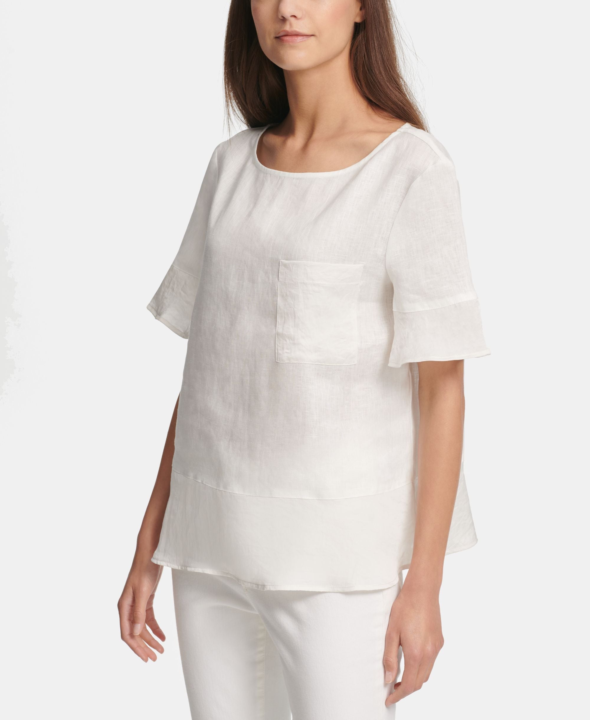 DKNY Linen Peplum Blouse