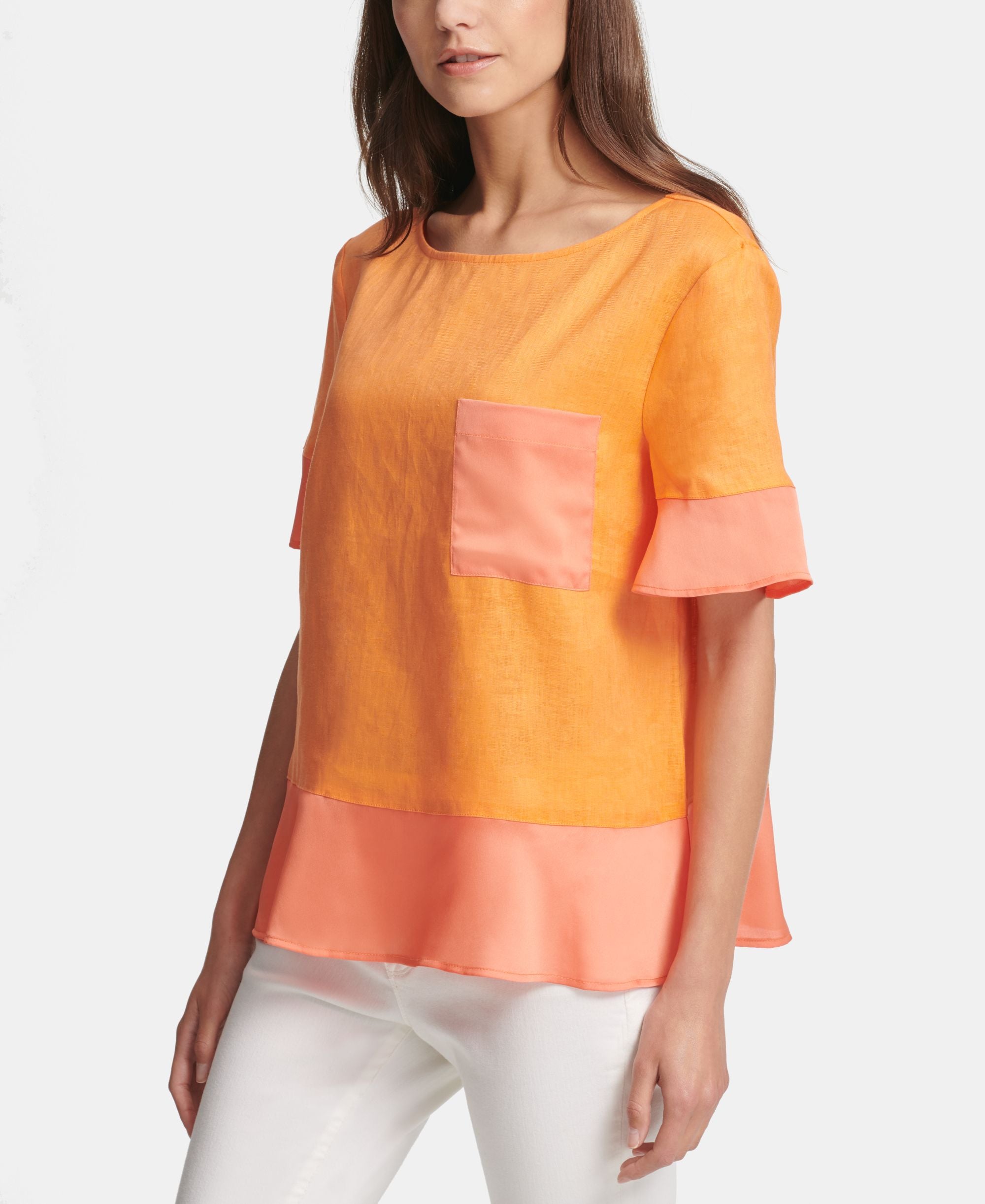 DKNY Linen Peplum Blouse