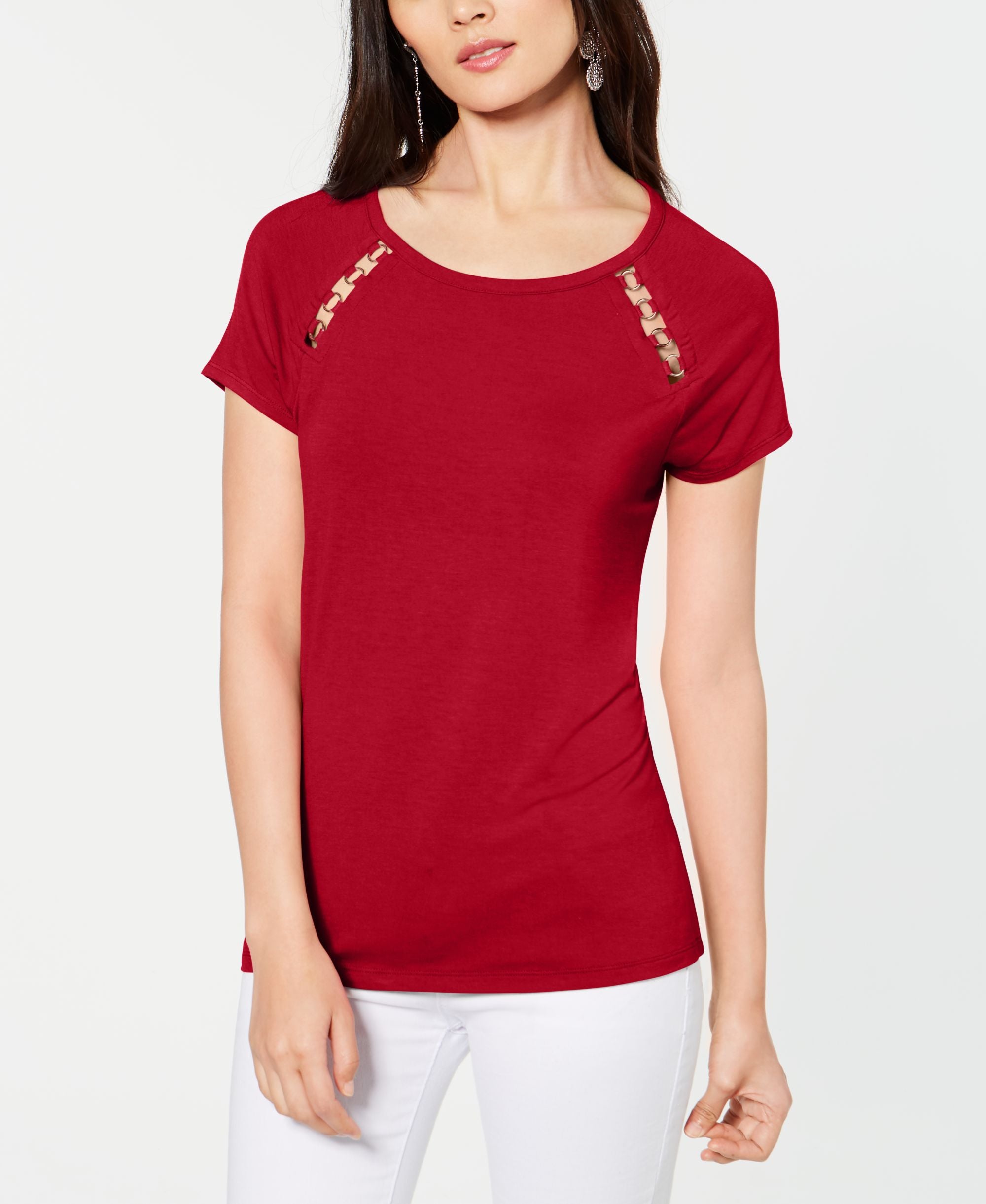 Grommet Trim T-Shirt
