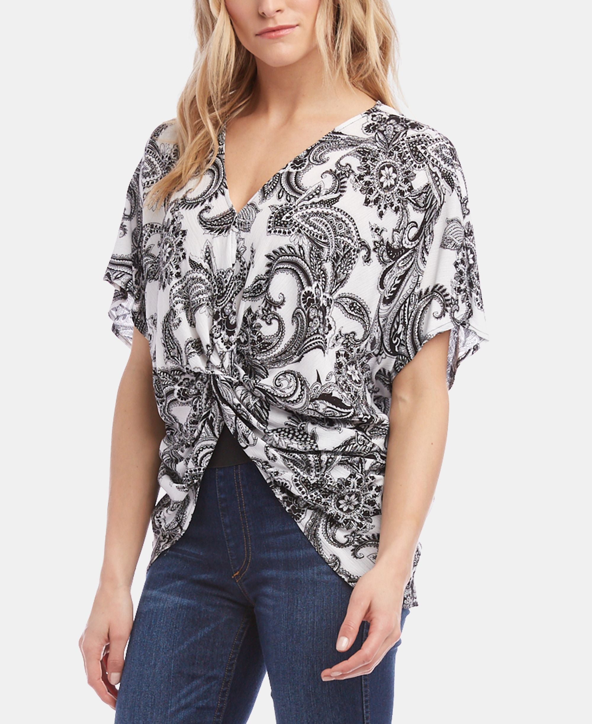 Karen Karen Printed Twist Front Top