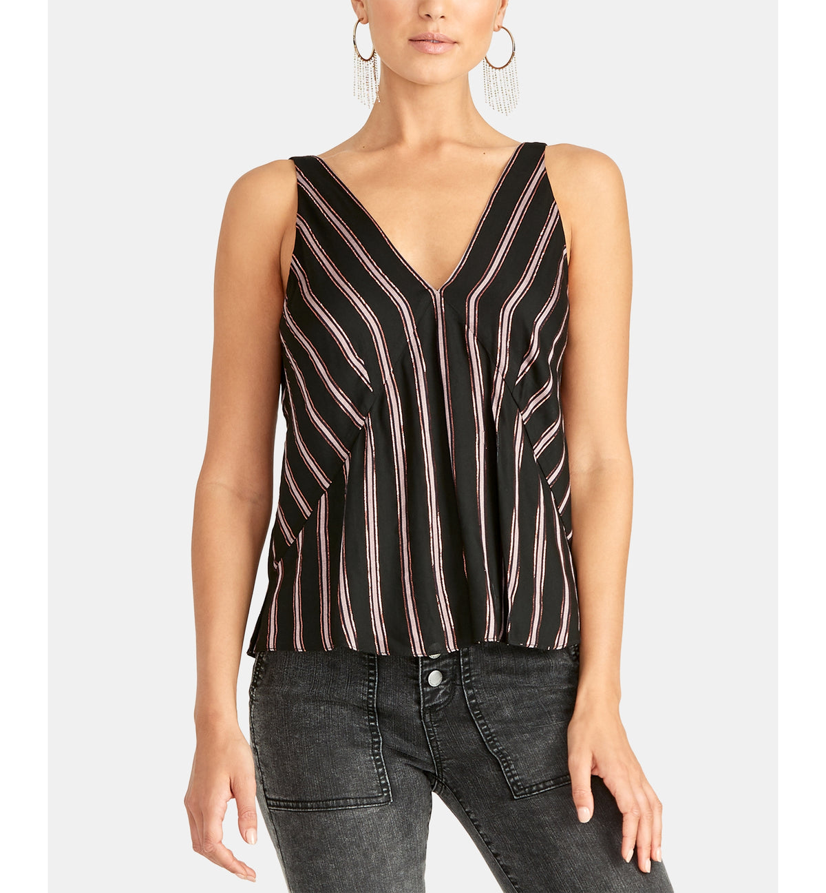 Violene Striped V-Neck Top