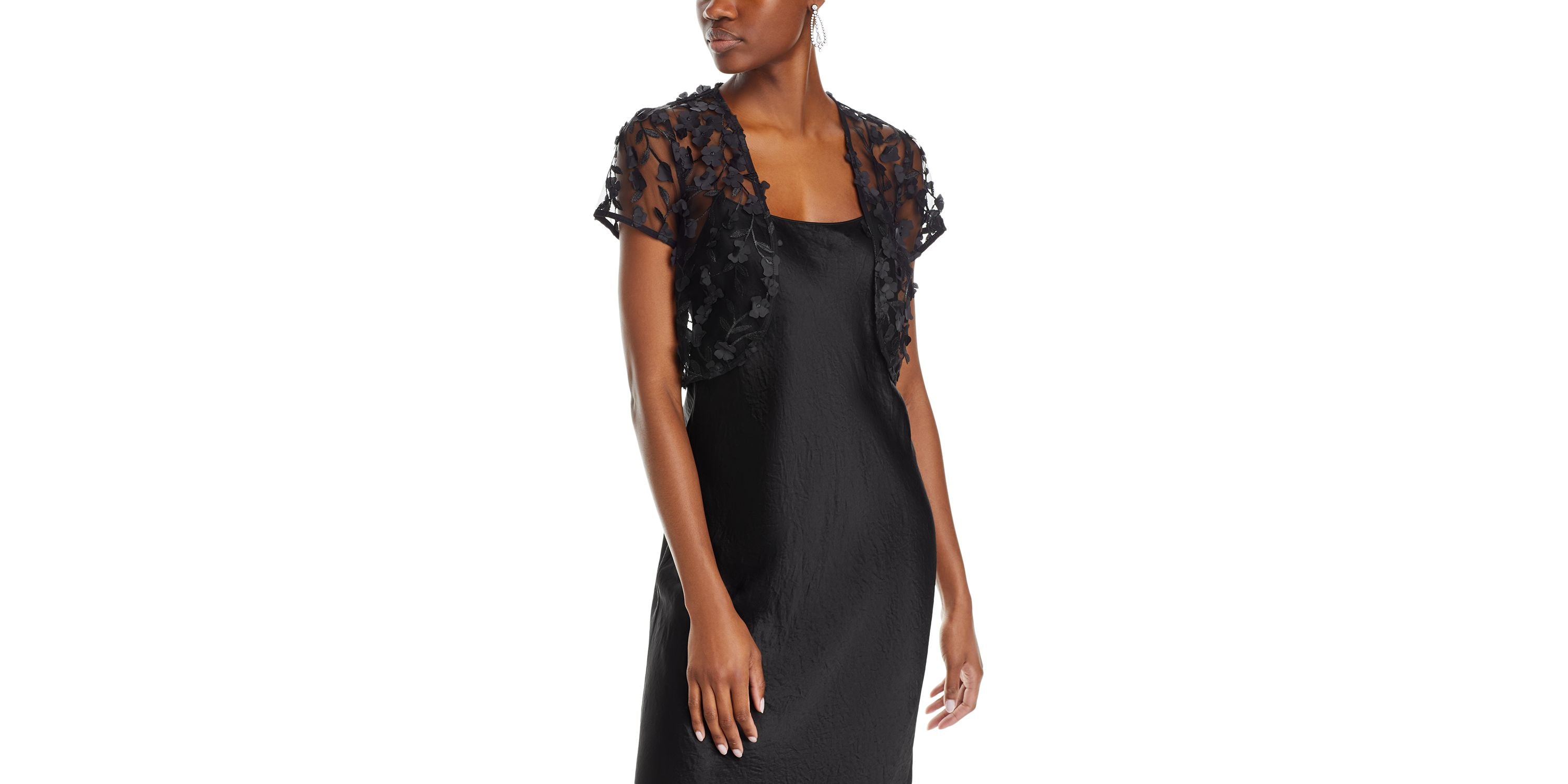 Women's Floral Cap-Sleeve Shrug