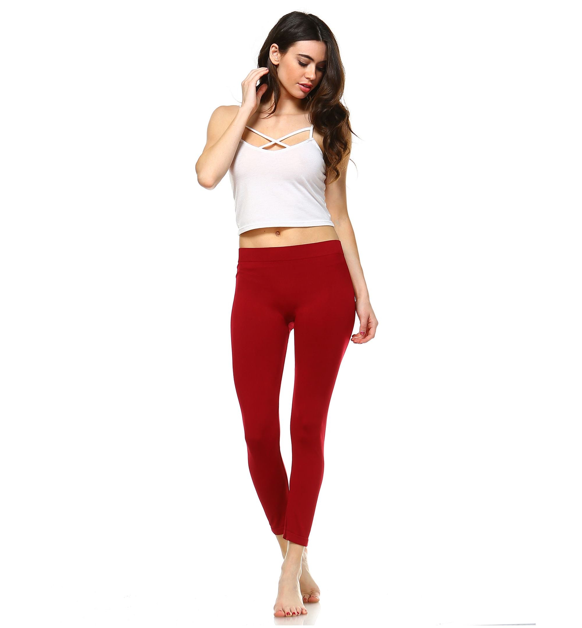 White Mark Solid Leggings