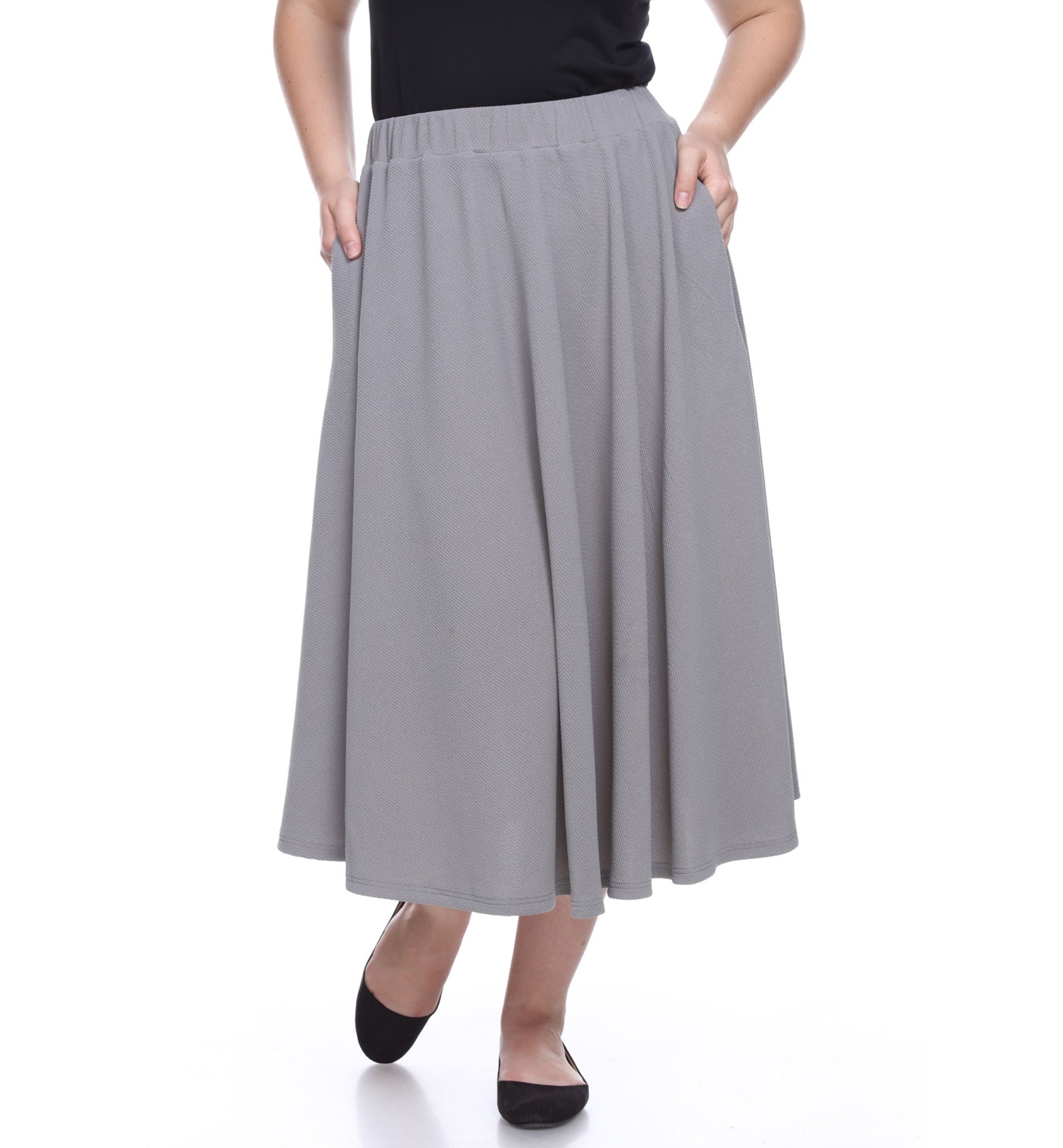 Plus Size Flared Midi Skirt