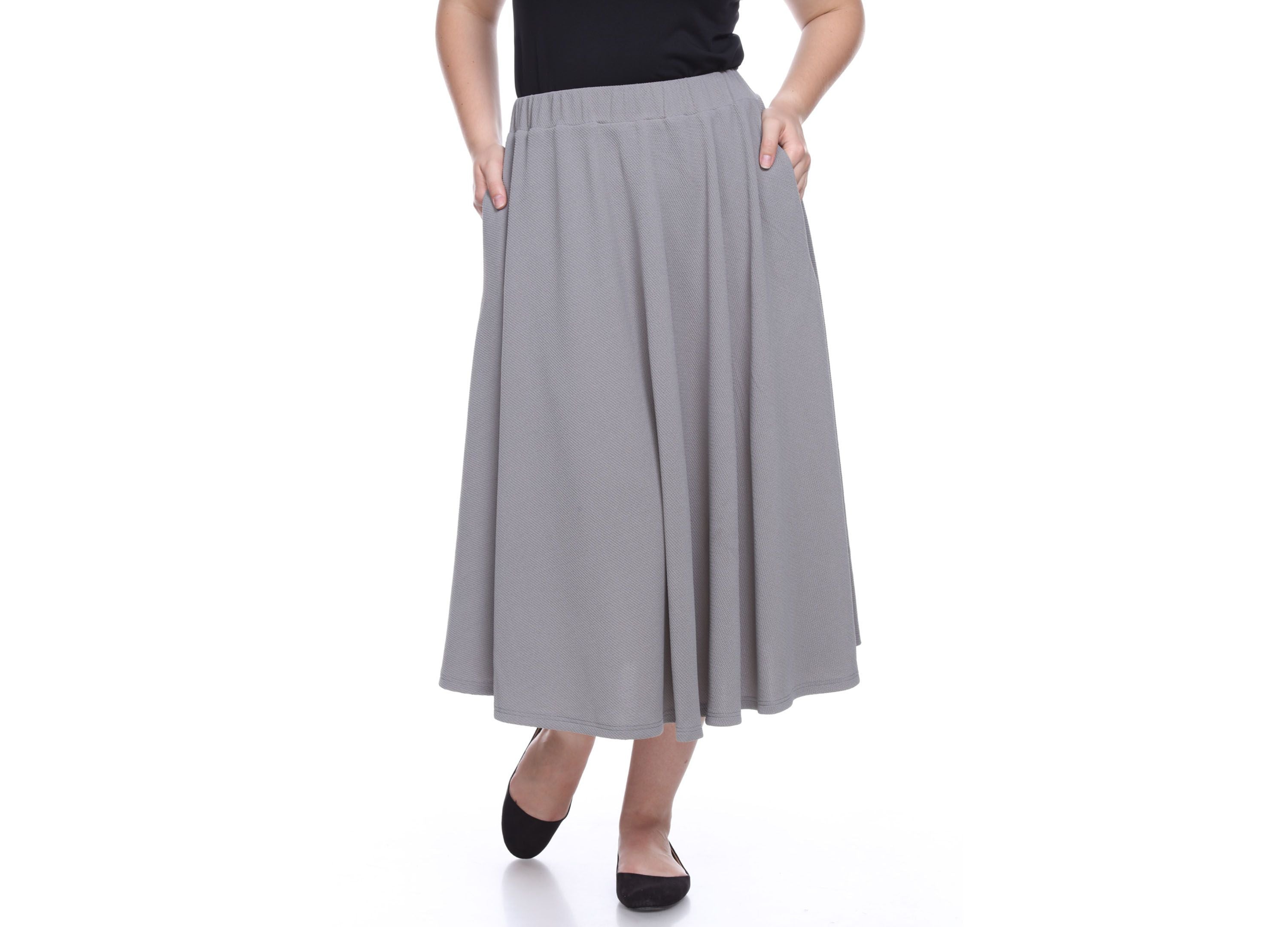 Plus Size Flared Midi Skirt