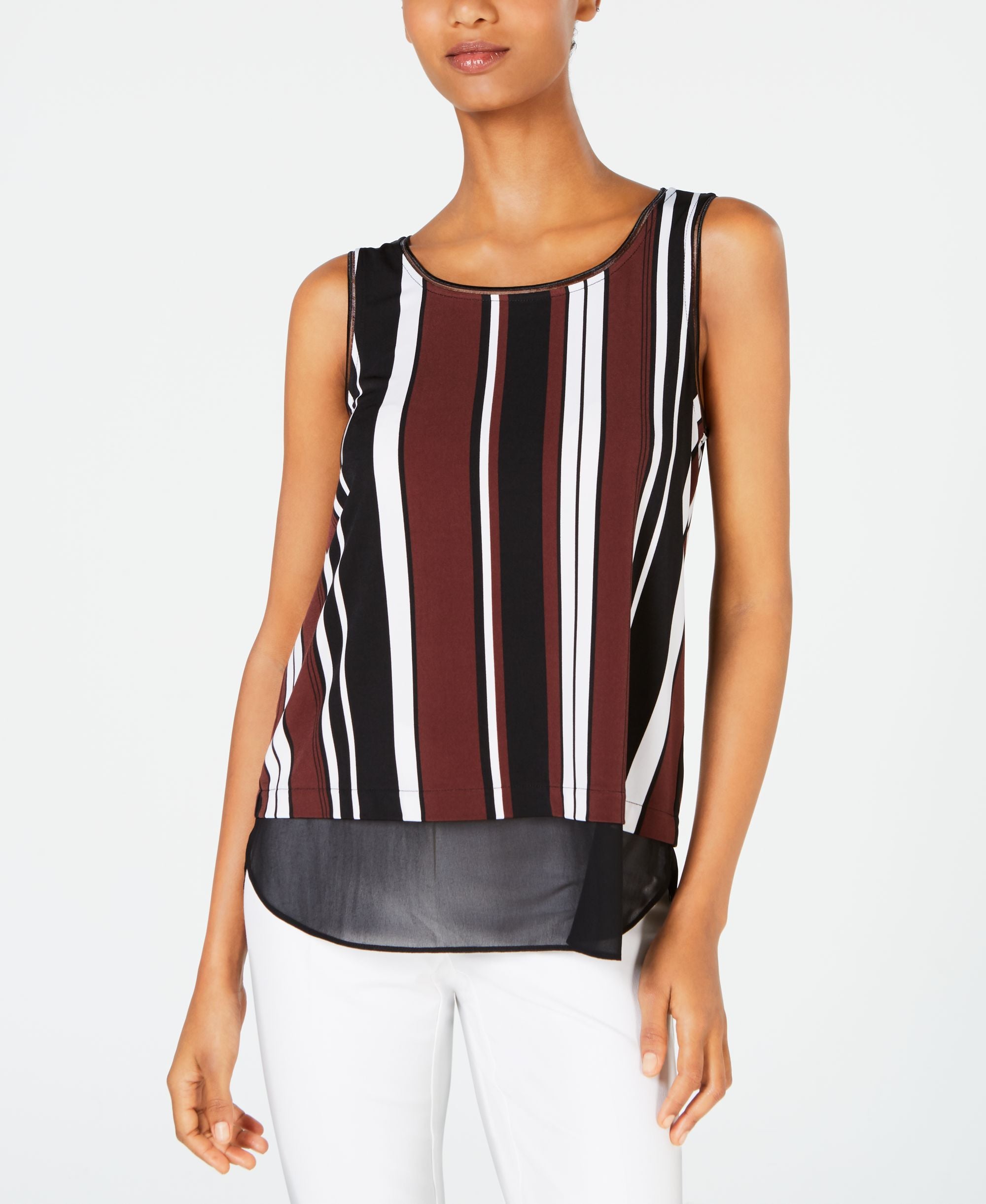 Alfani Petite Printed Woven Hem Sleeveless Top