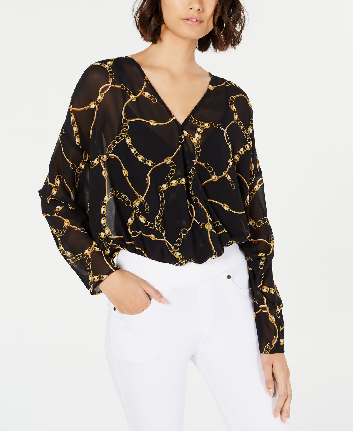 Leopard-Print Dolman-Sleeve Bodysuit