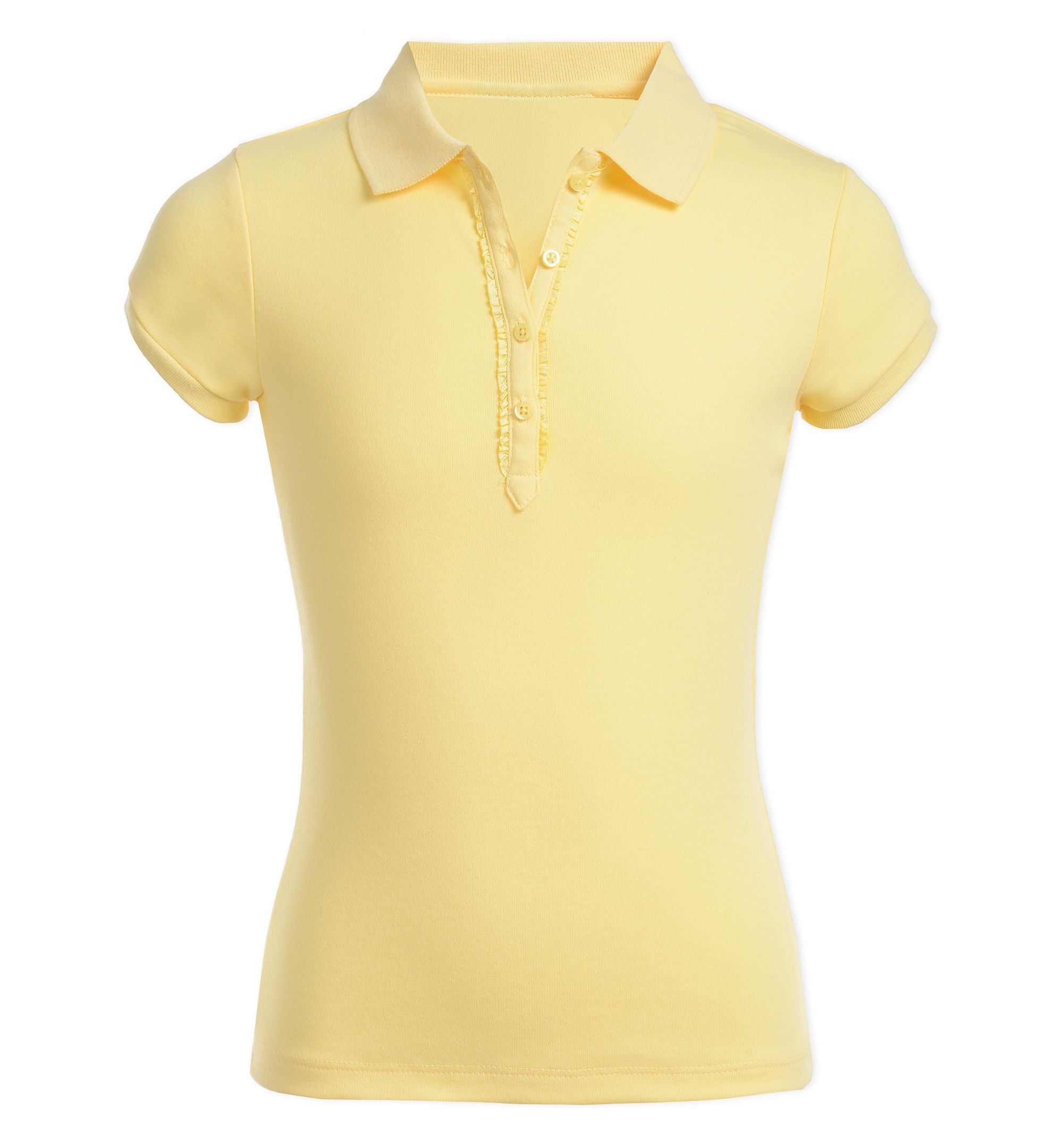 Nautica Big Girls School Uniform Ruffle Button Placket Polo