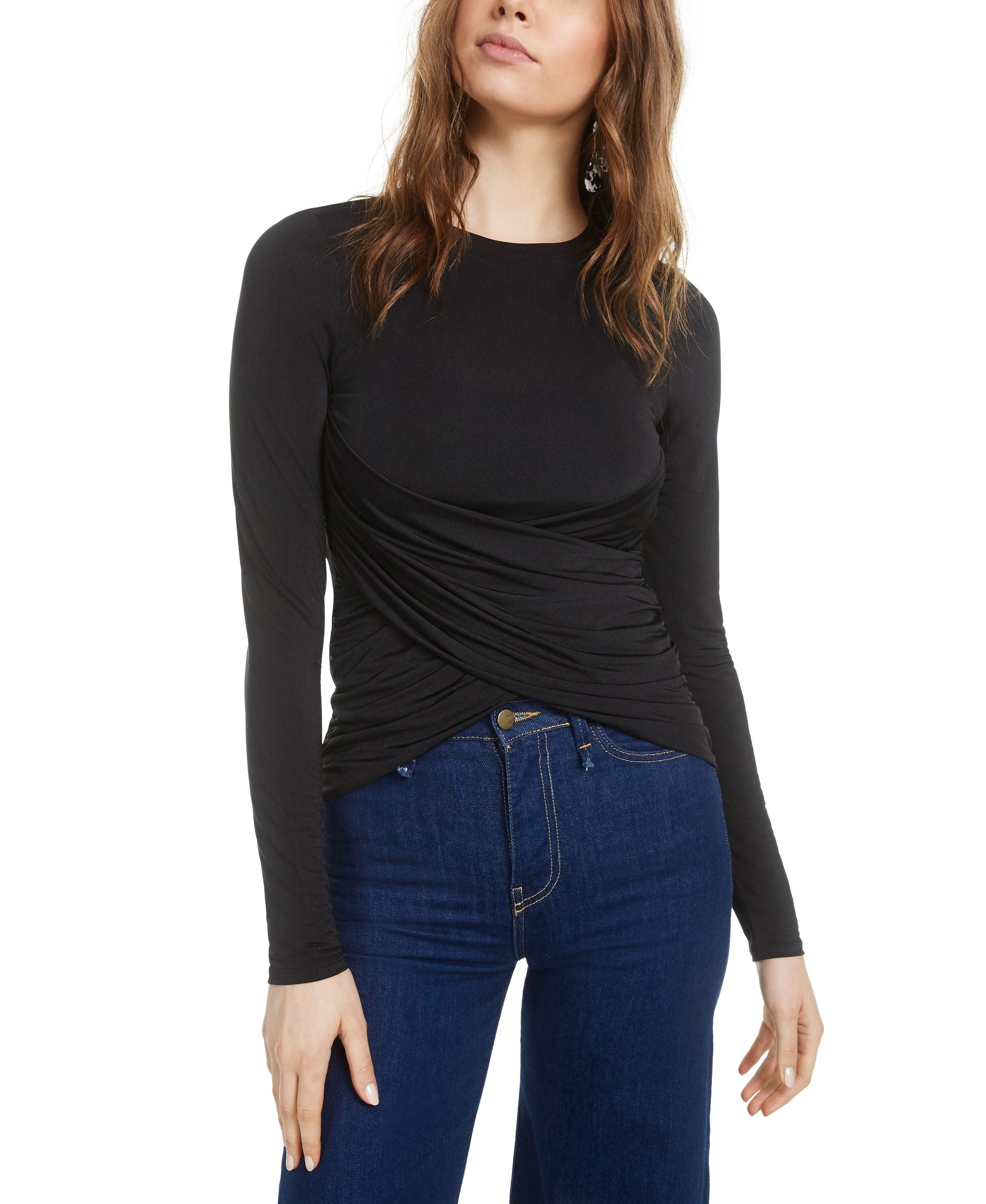 Bar III Ruched Crossover Top