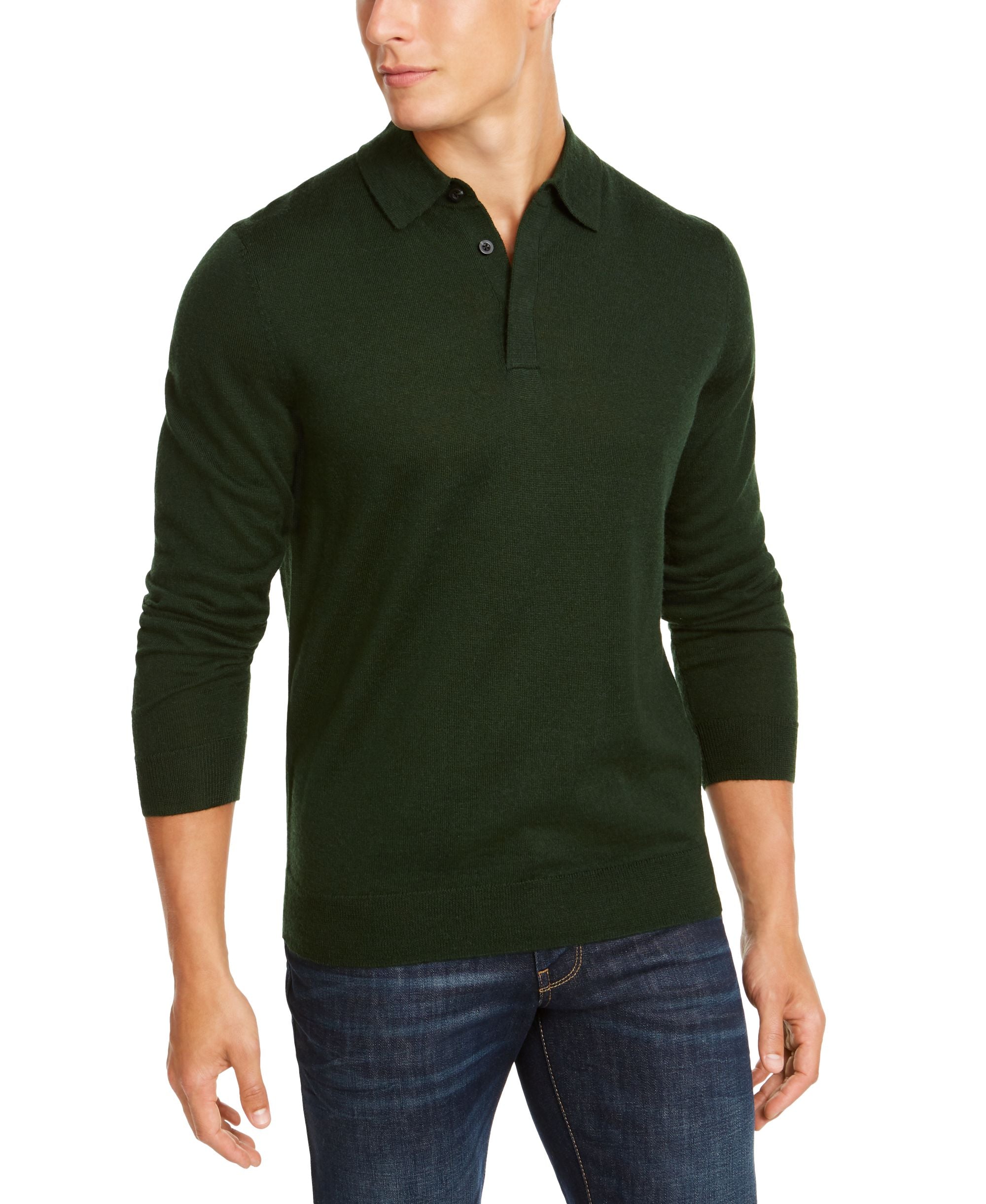 Men's Merino Wool Blend Polo Sweater