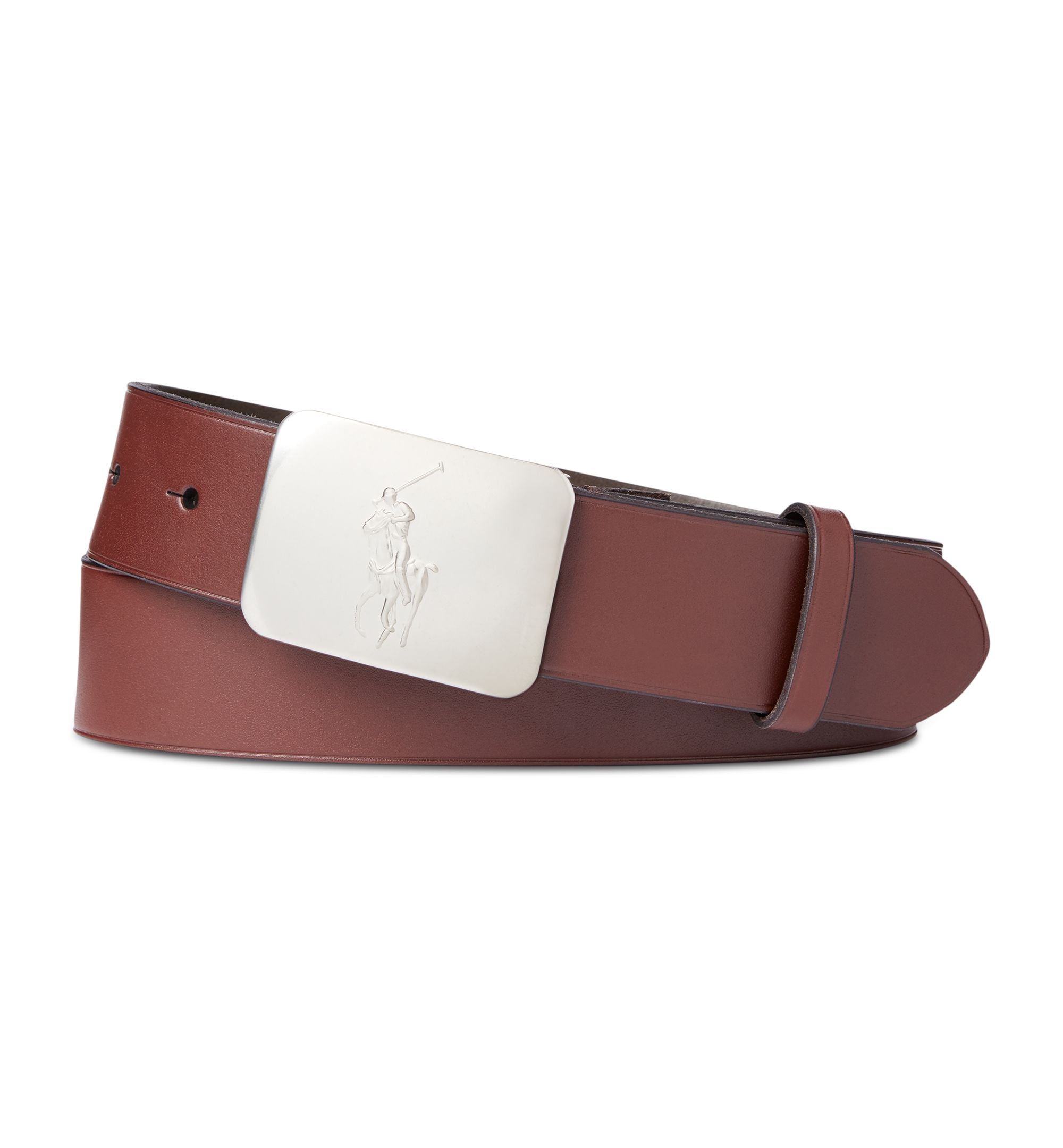 Men's Pony-Plaque Leather Belt