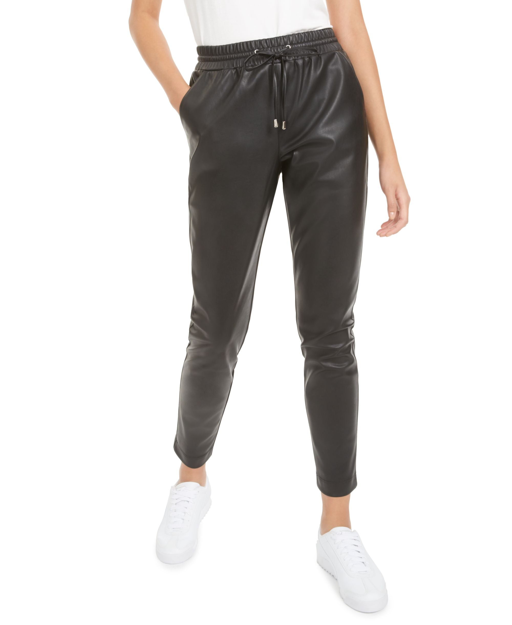 Bar III Faux Leather Jogger Pants