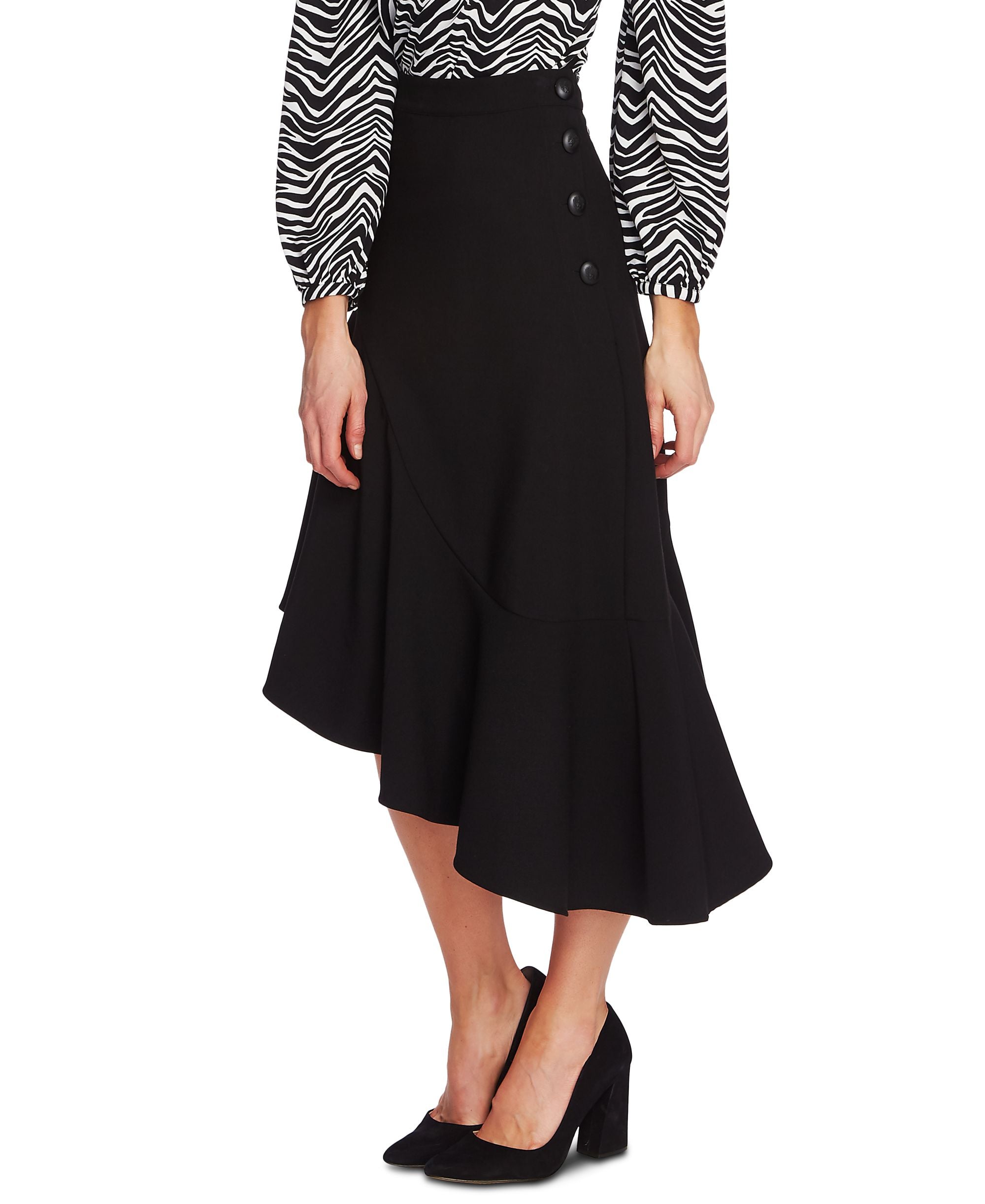Vince Camuto Asymmetrical Button Up Skirt