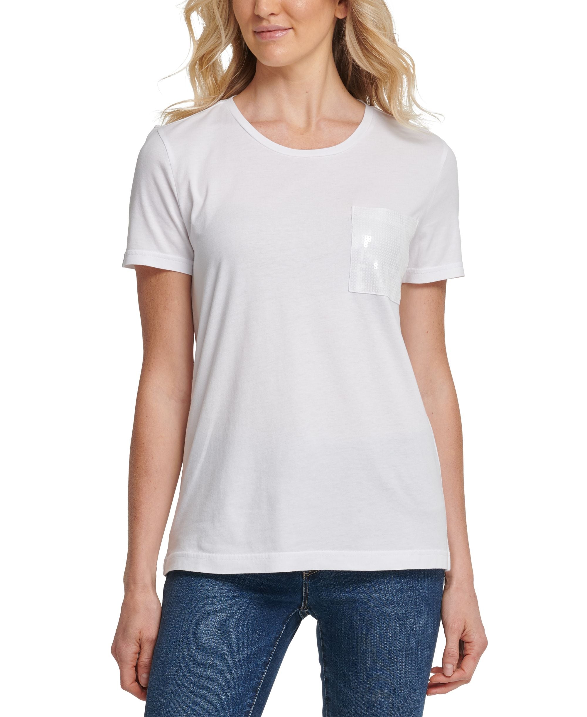DKNY Sequin Trim Crewneck T-Shirt