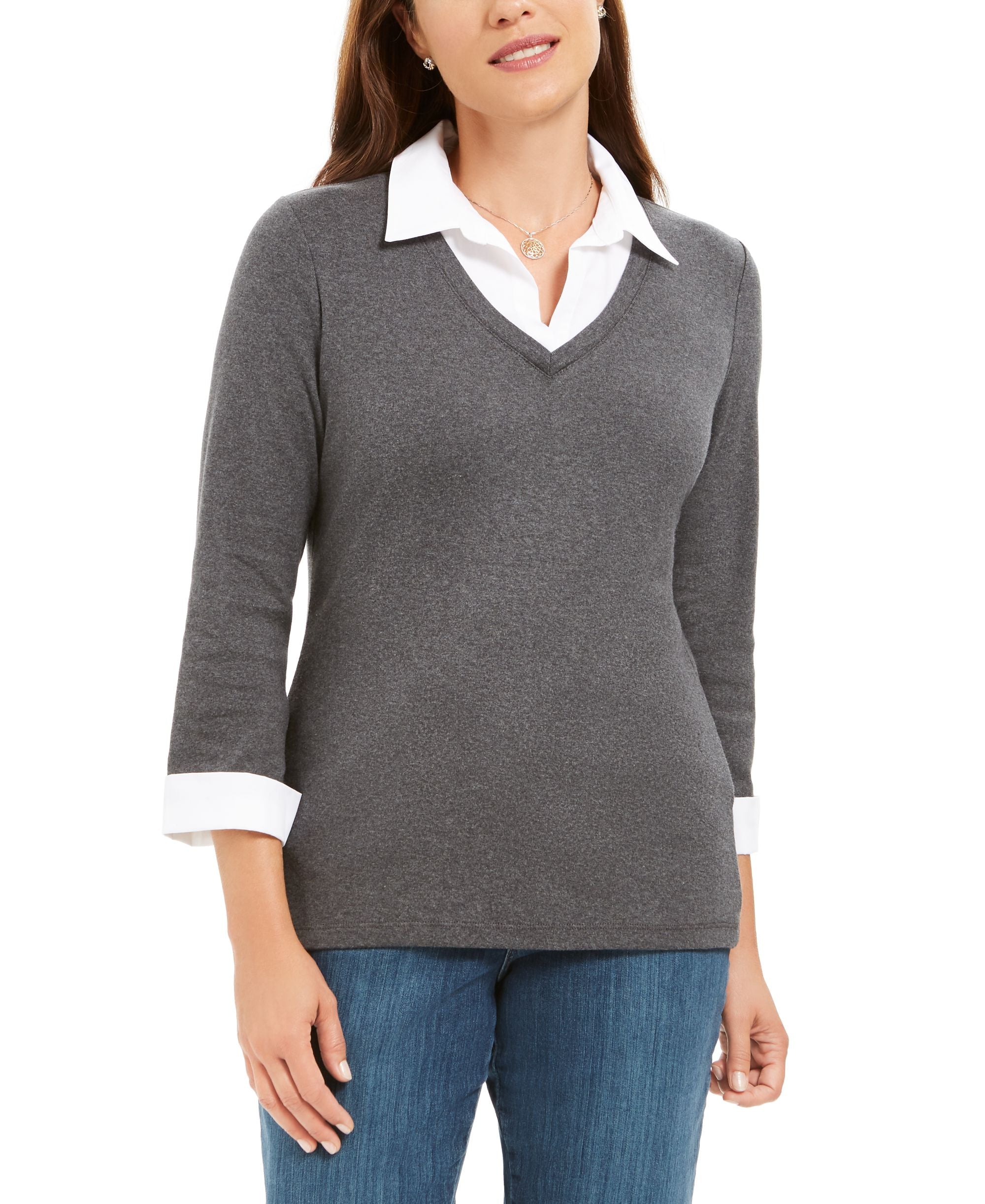 Cotton Layered-Look Woven Top