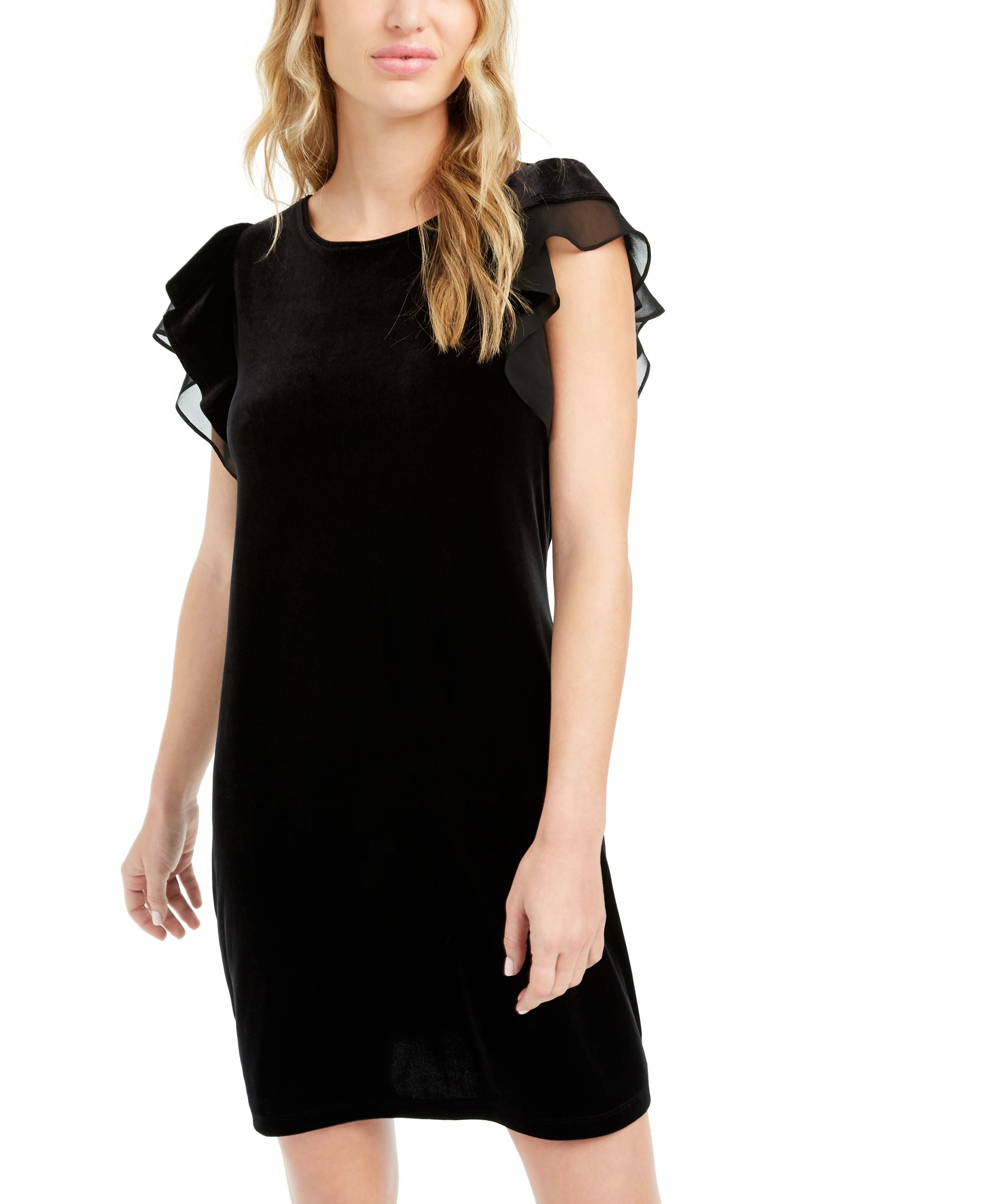 Maison Jules Velvet Ruffle Sleeve Dress