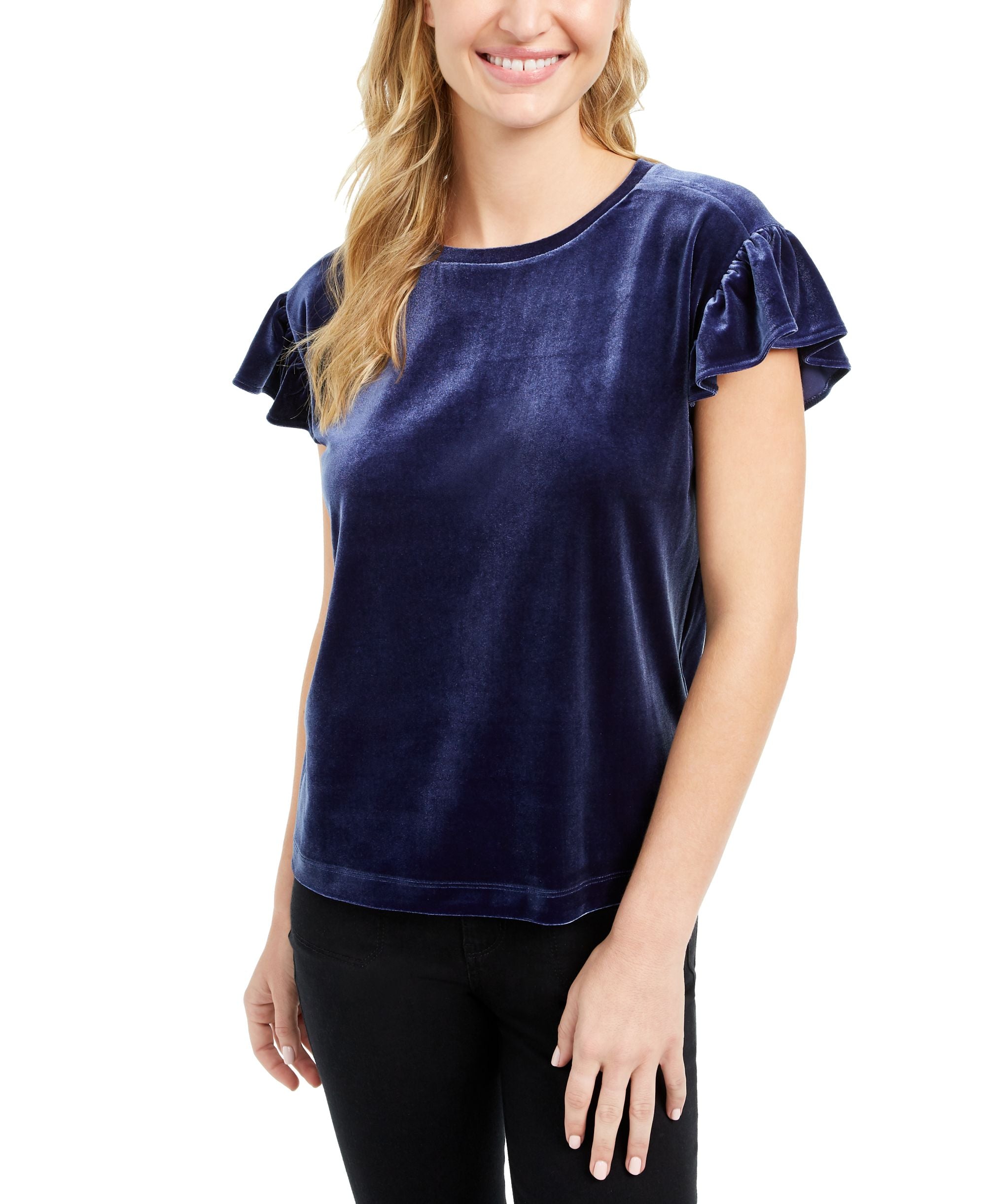 Maison Jules Velvet Flutter Sleeve T-Shirt