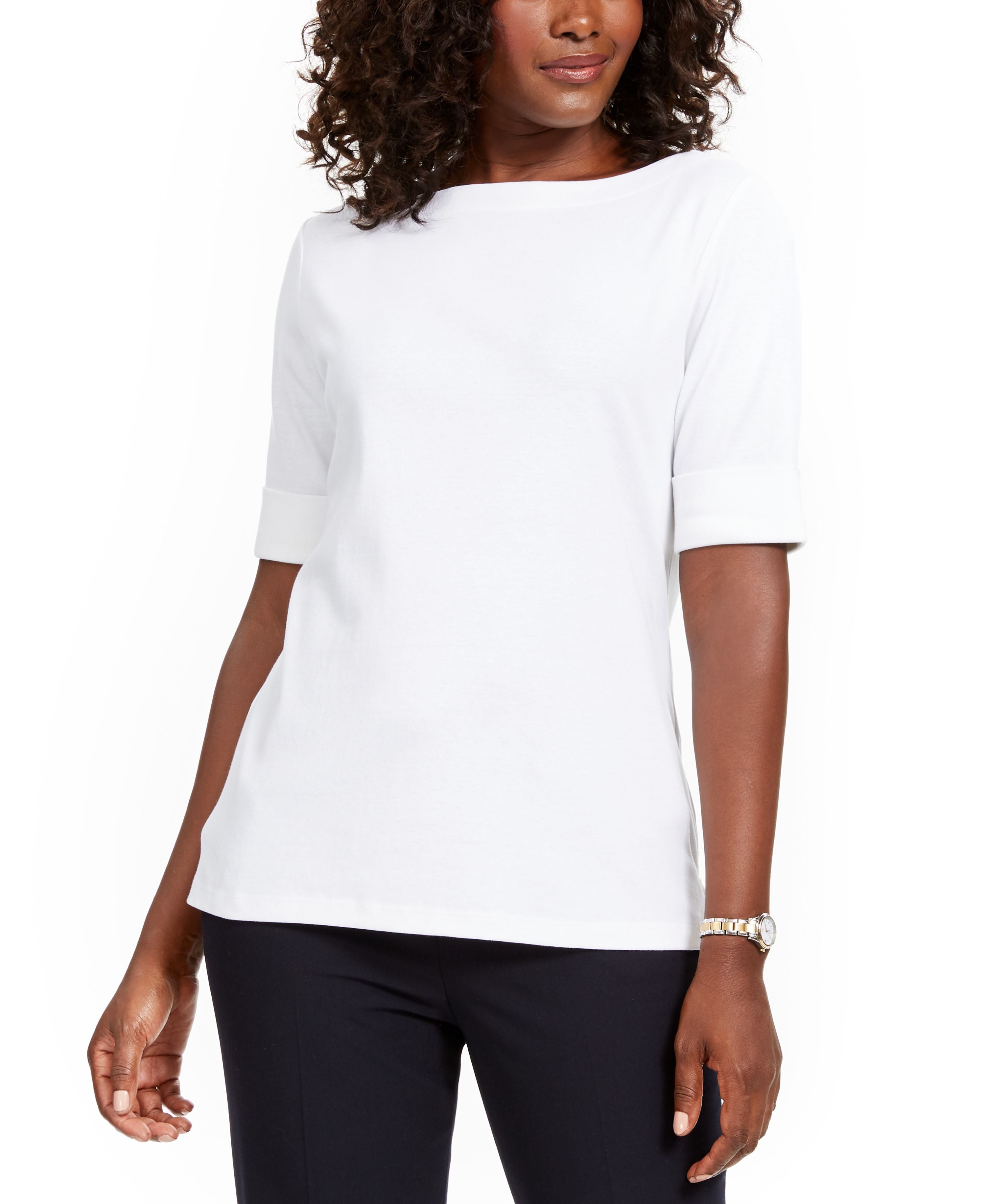 Petite Cotton Elbow-Sleeve T-Shirt