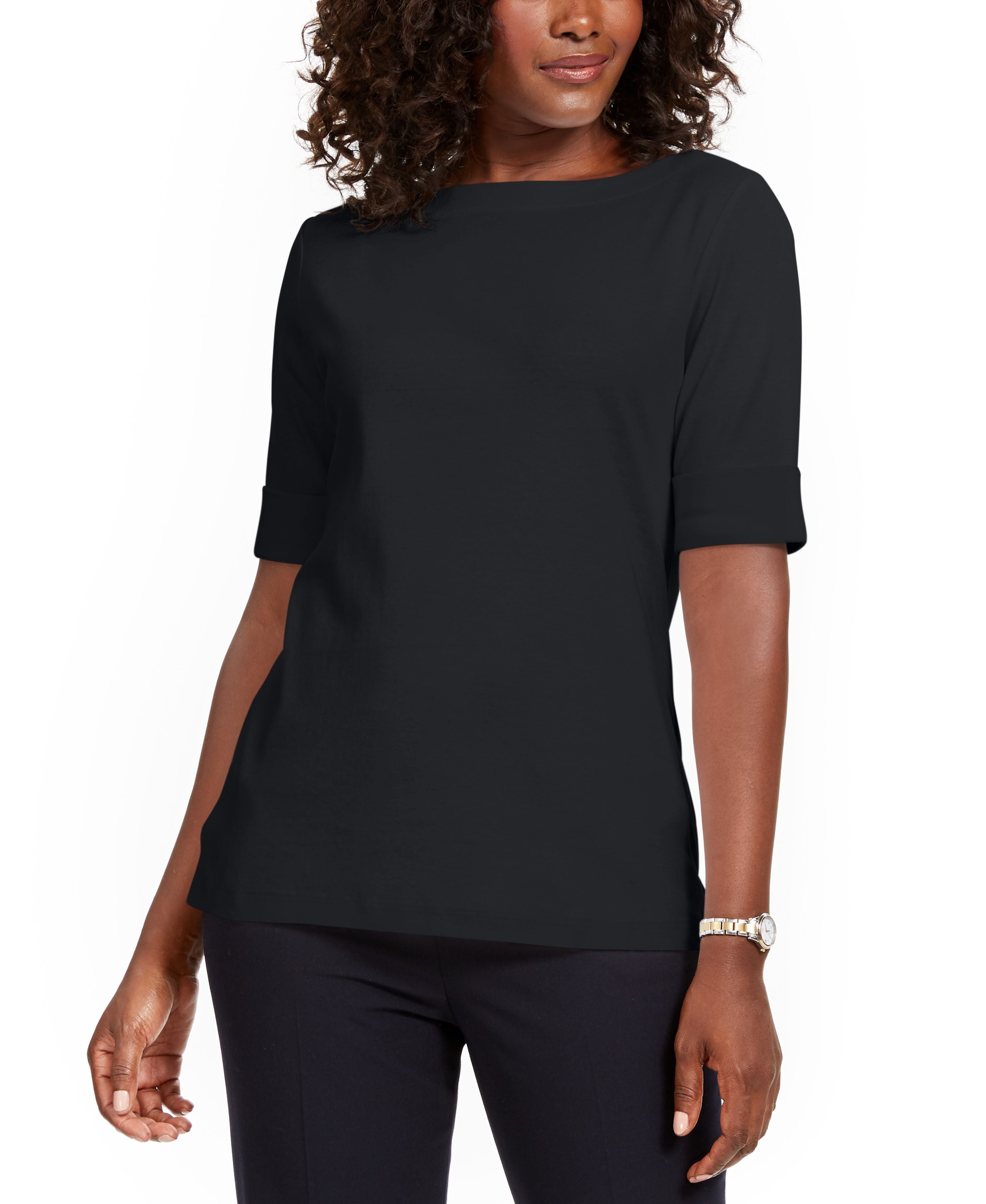 Petite Cotton Elbow-Sleeve T-Shirt