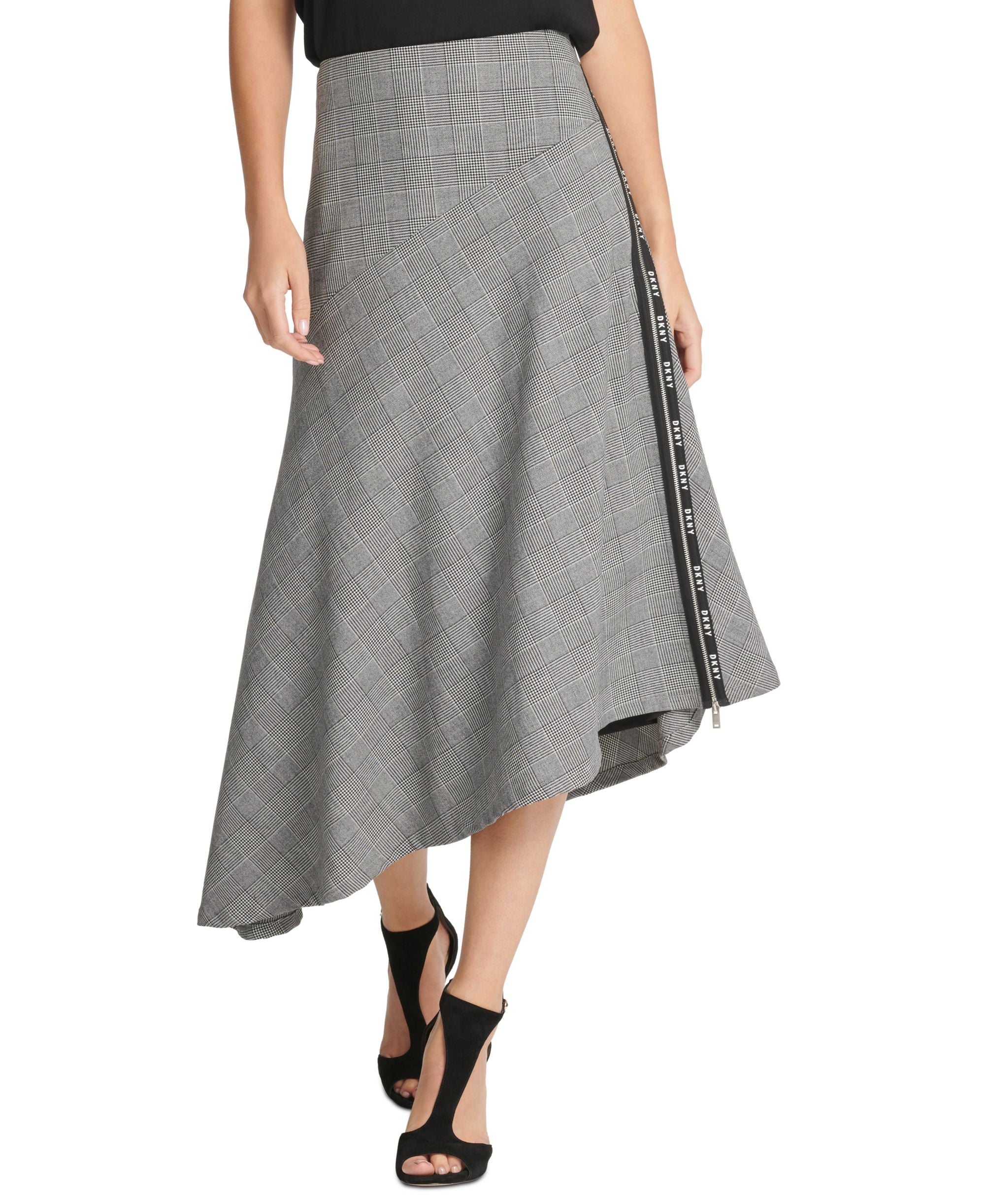 DKNY Logo Trim Asymmetrical Skirt