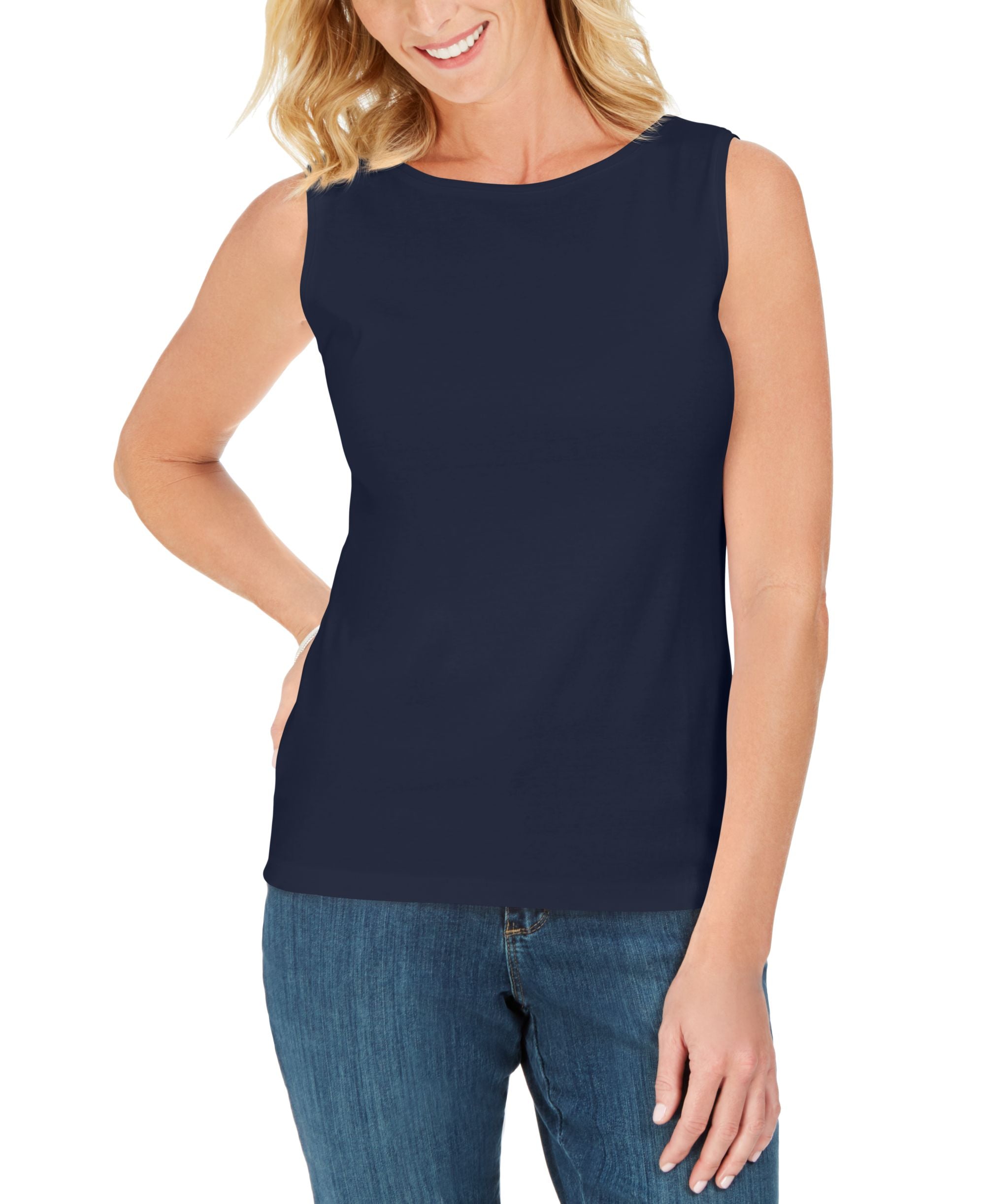 Cotton Scoop-Neck Top