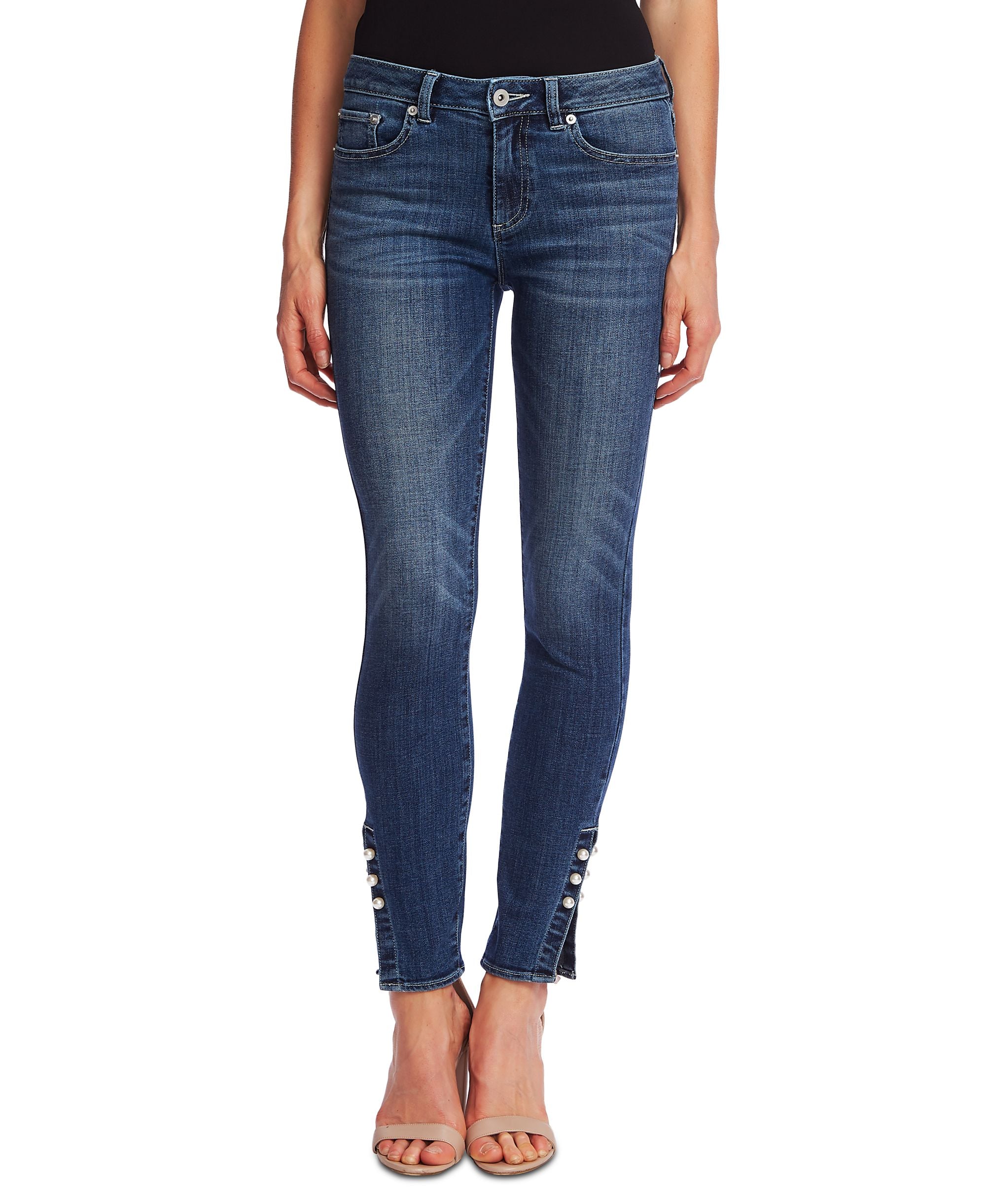 Women's Imitation Pearl-Embellished Skinny Jeans