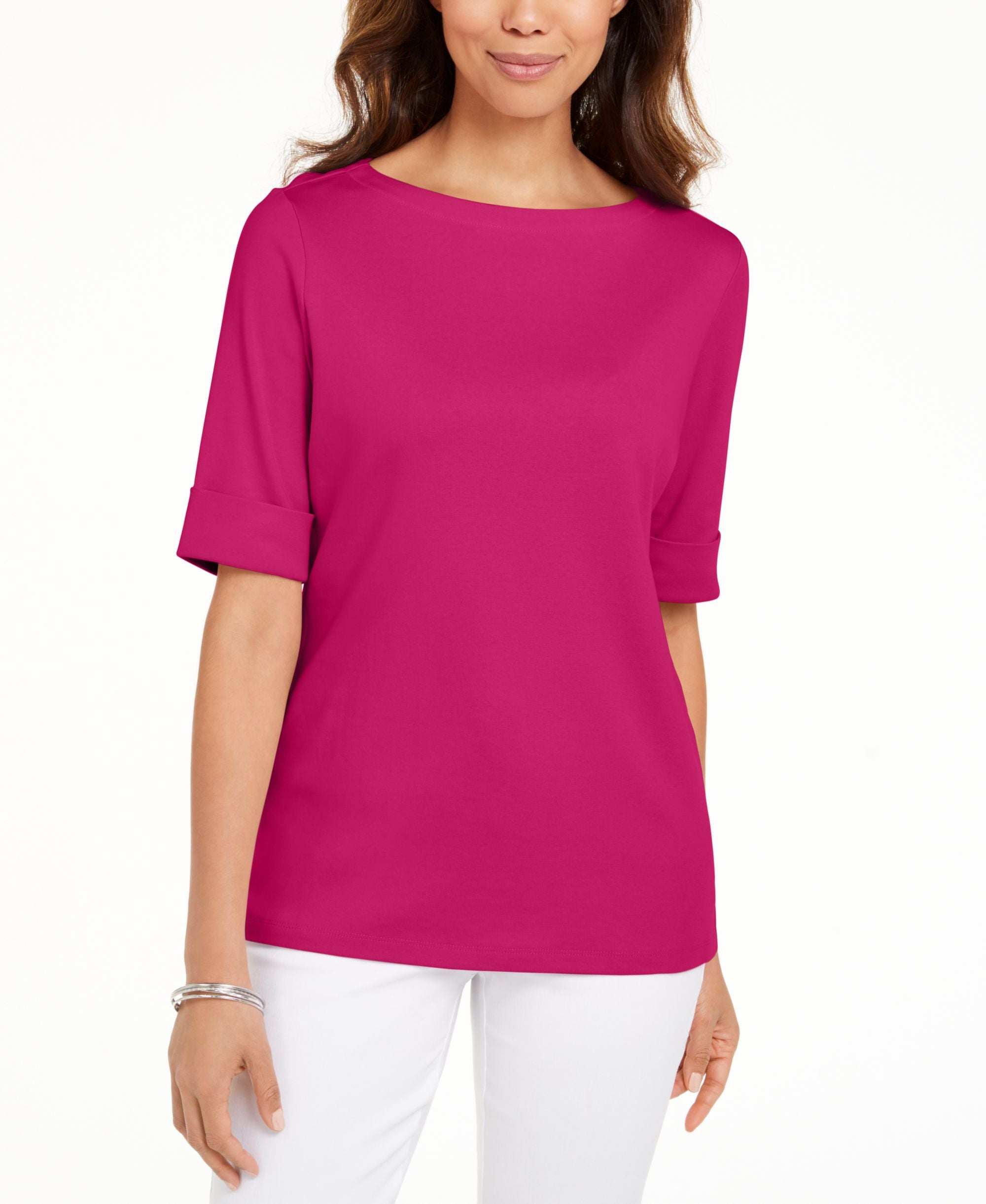 Cotton Boat-Neck Top
