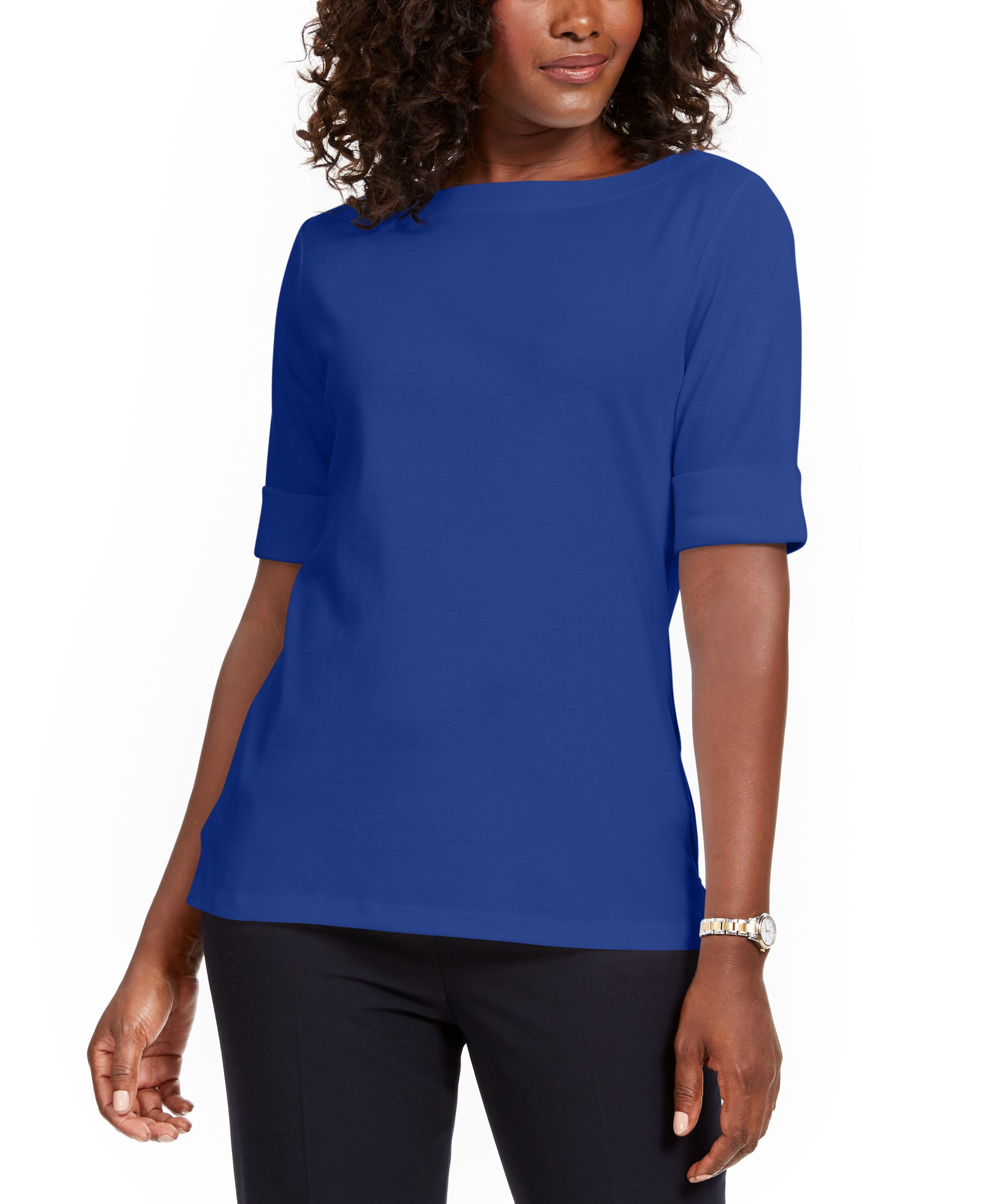 Cotton Boat-Neck Top