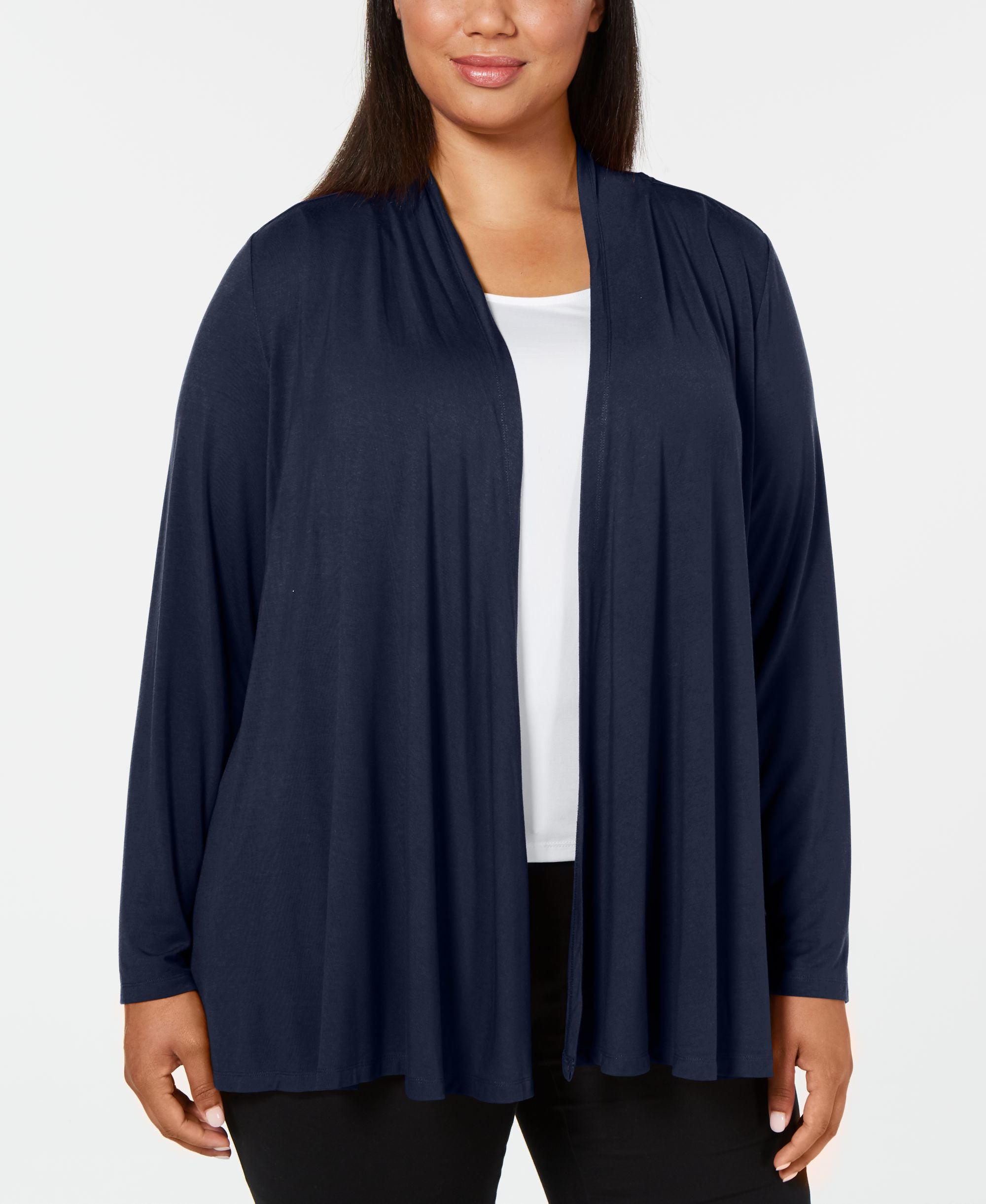 Karen Scott Plus Size Open Front Cardigan