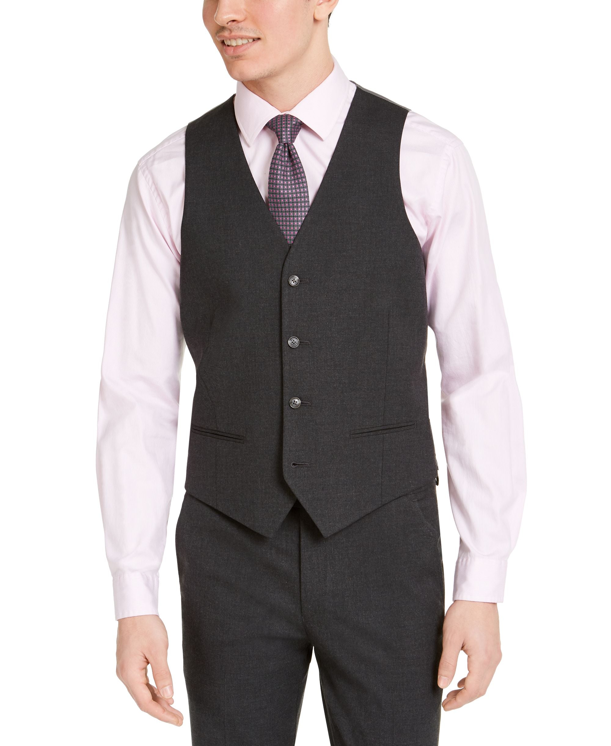 Men's Slim-Fit Stretch Solid Suit Vest