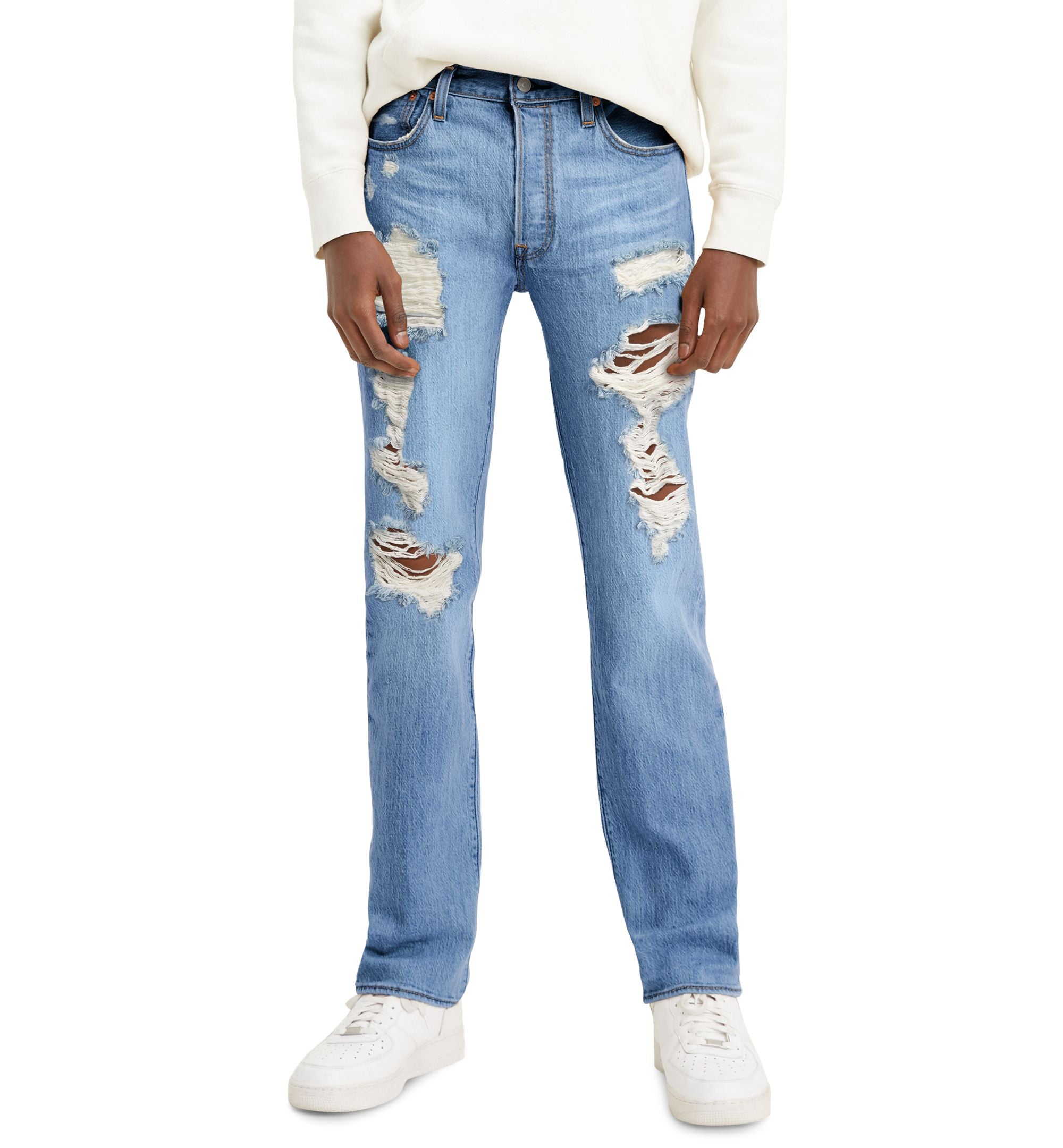 Men's 501 Original-Fit Button Fly Ripped Jeans