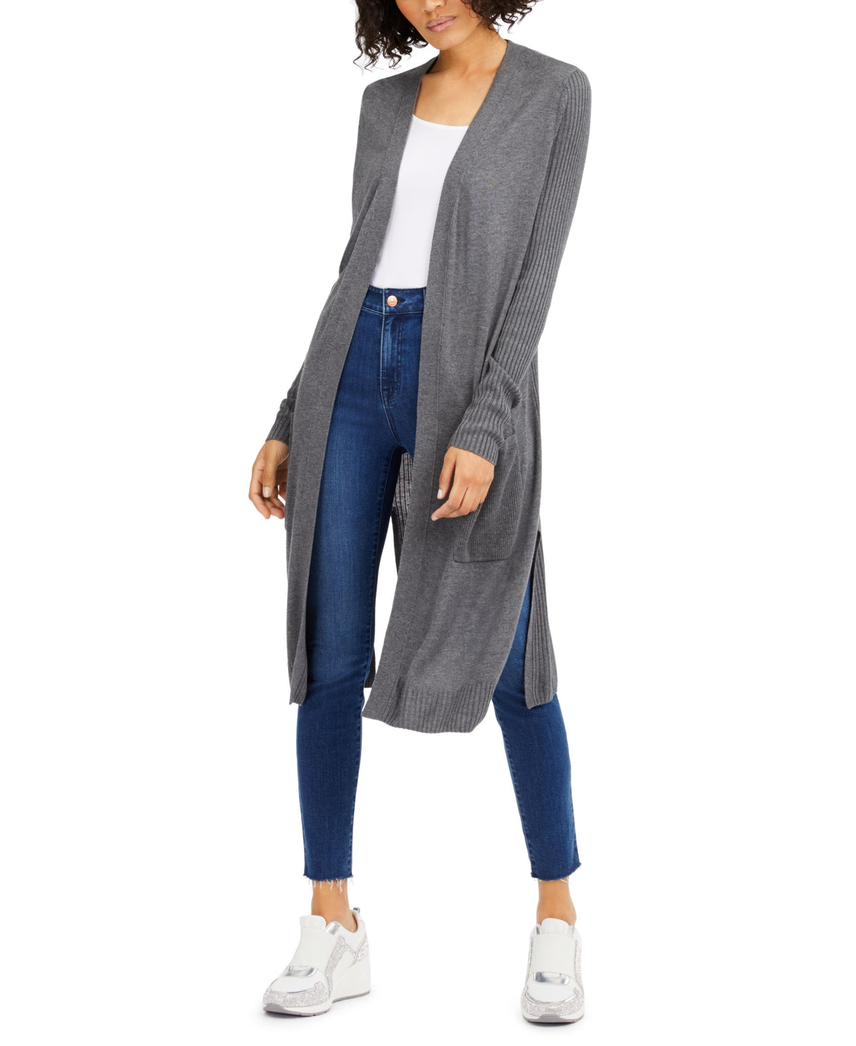International Concepts Womens Ribbed Duster Cardigan
