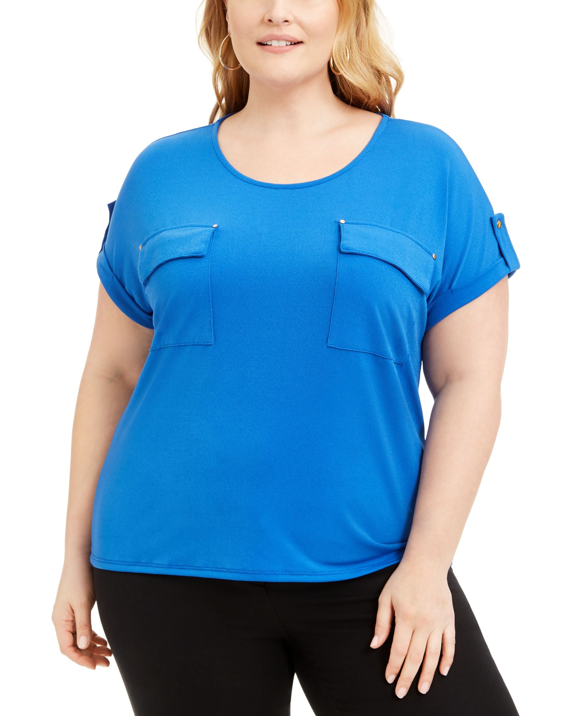 Adrienne Vittadini Plus Size Patch Pockets Top