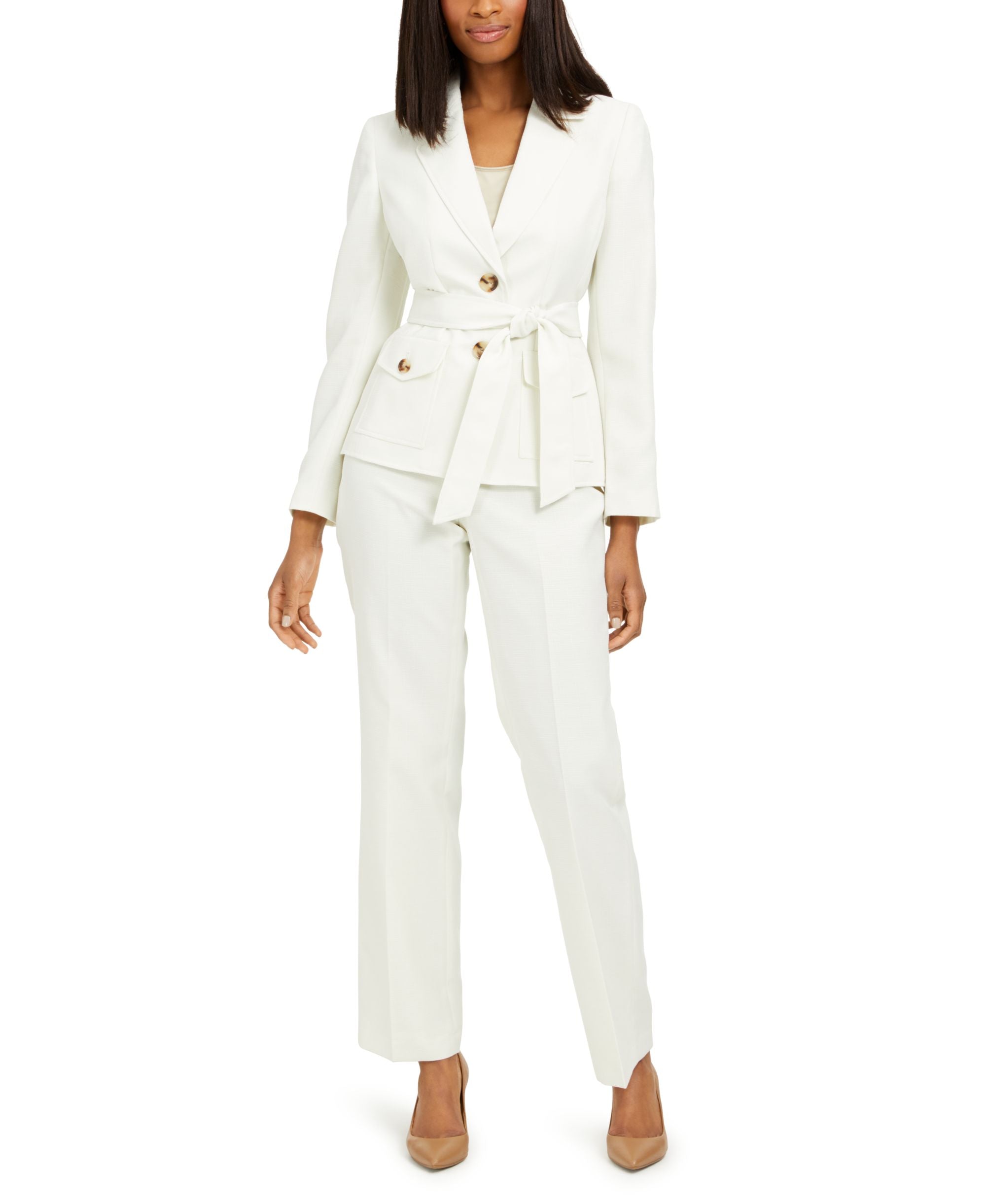 Le Suit Petite Belted Jacket Pantsuit