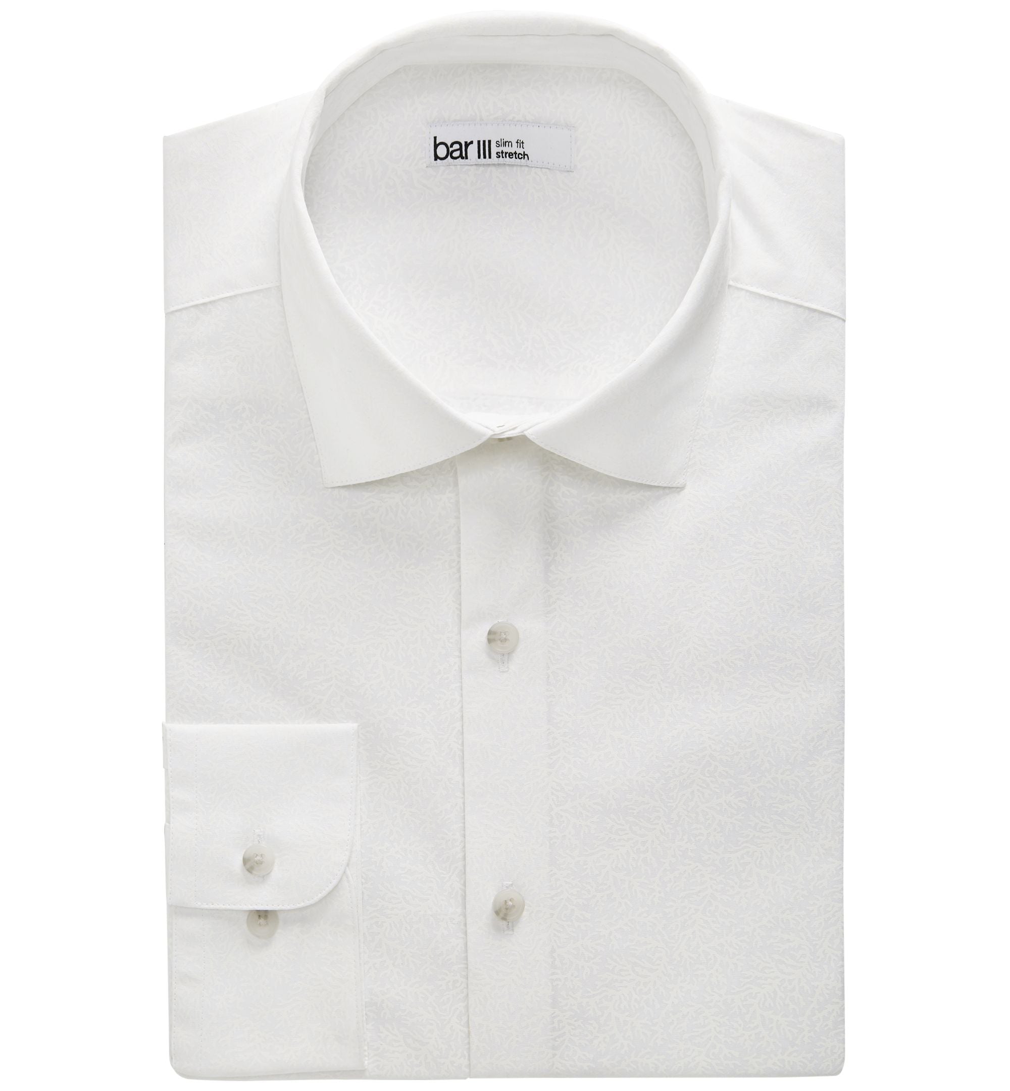 Men's Organic Cotton Tonal Coral-Print Slim Fit Dress Shirt