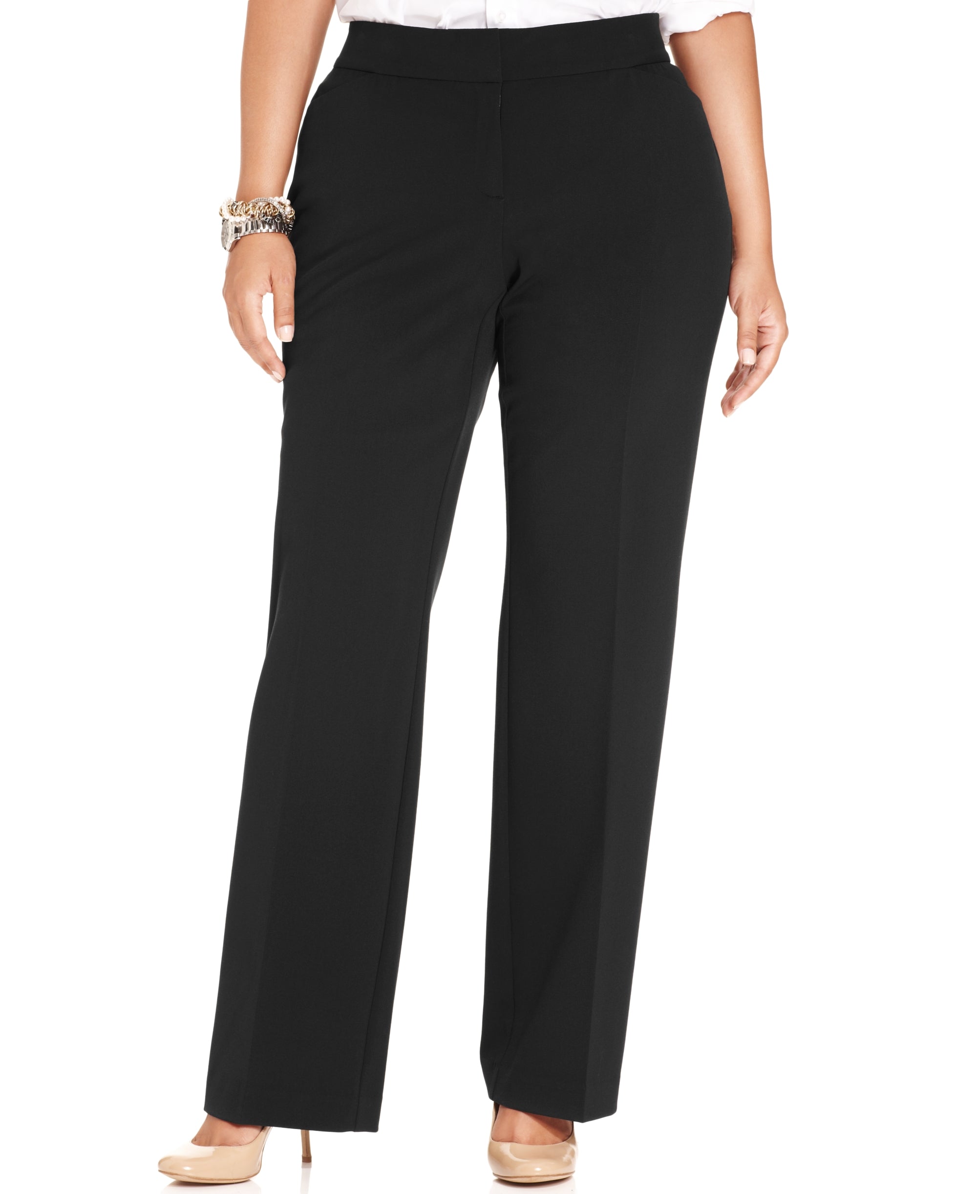 JM Collection Plus Size Curvy-Fit Straight-Leg Pants