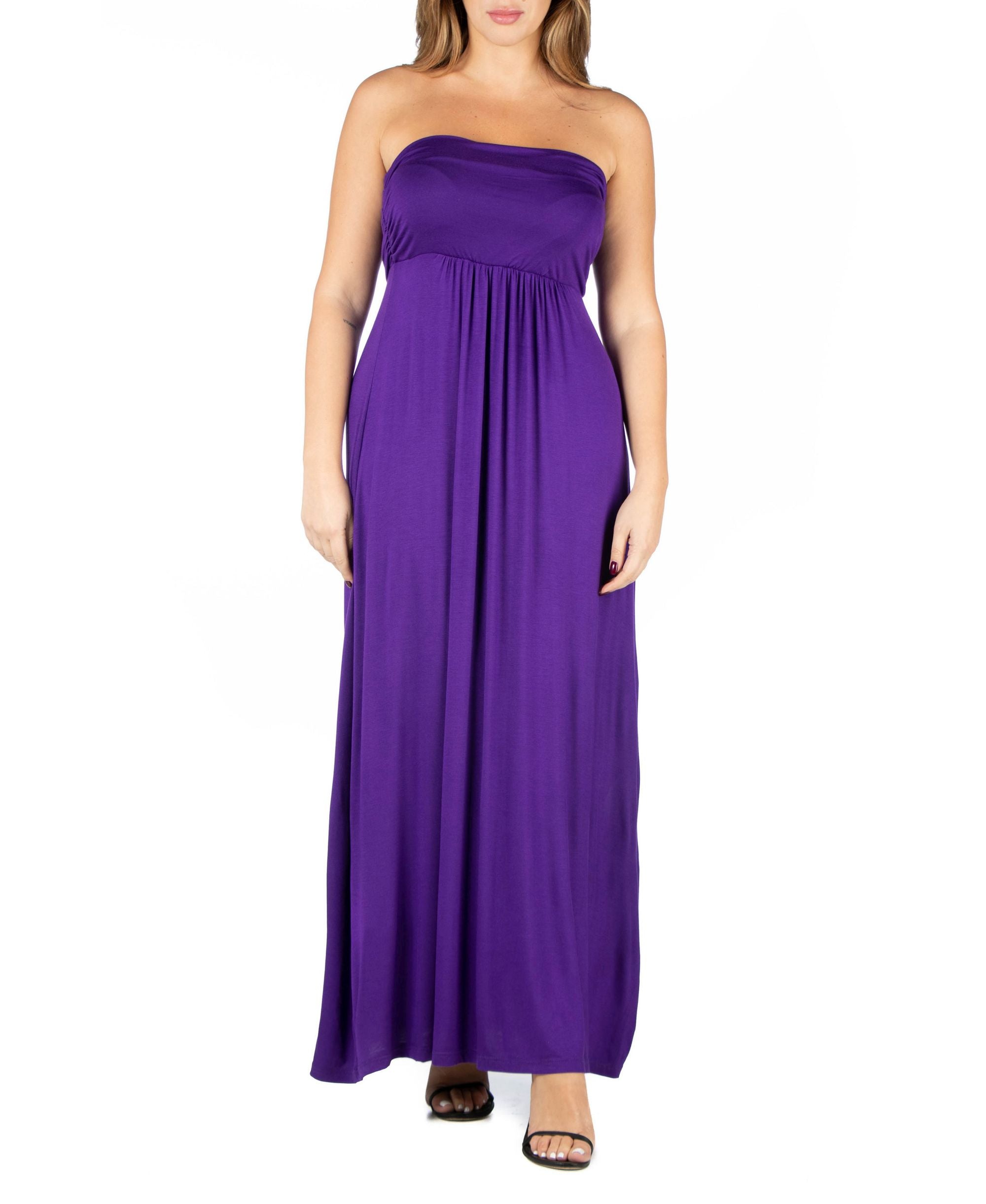 24seven Comfort Apparel Plus Size Strapless Maxi Dress