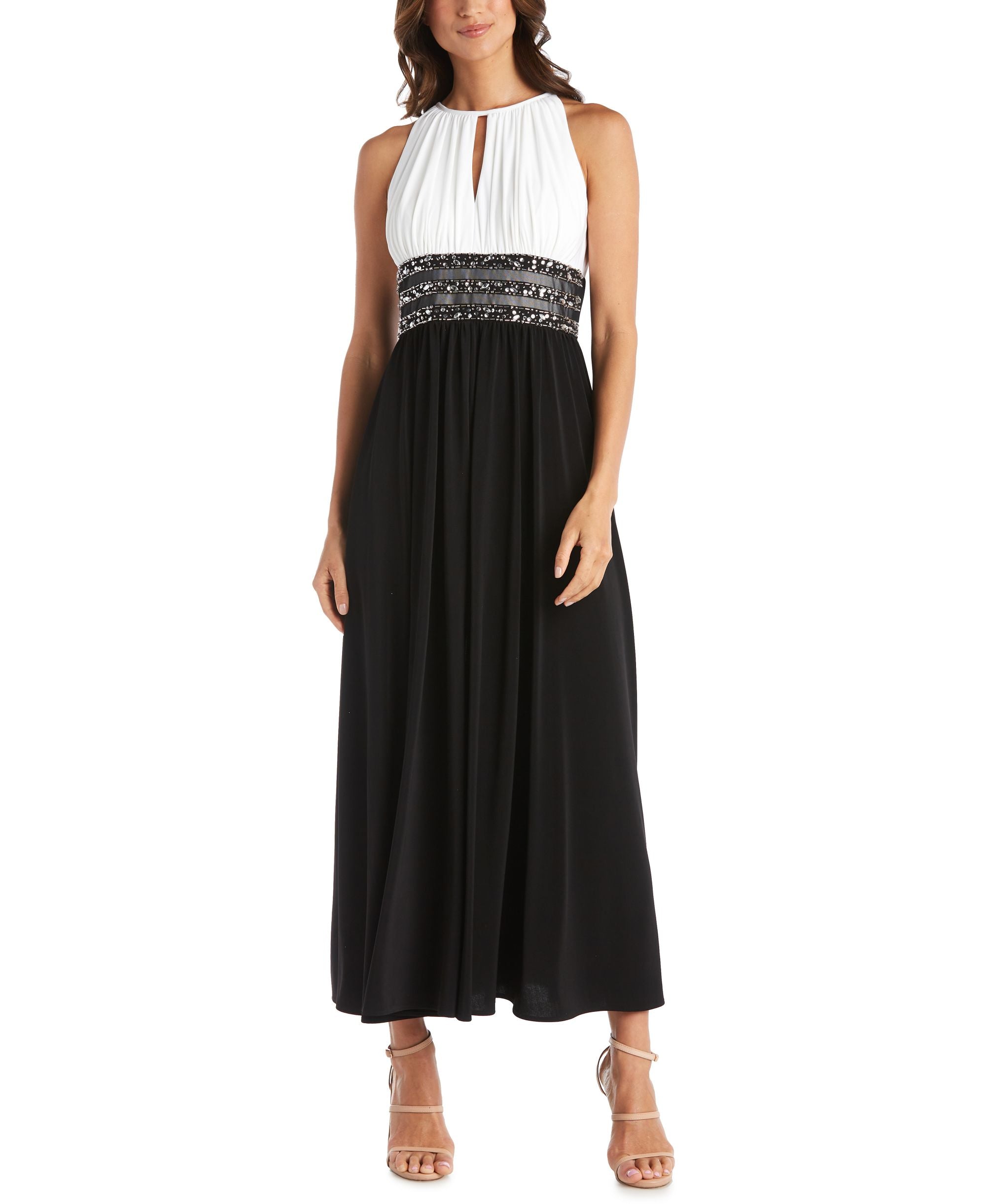R M Richards Two Tone Bead Waist Gown