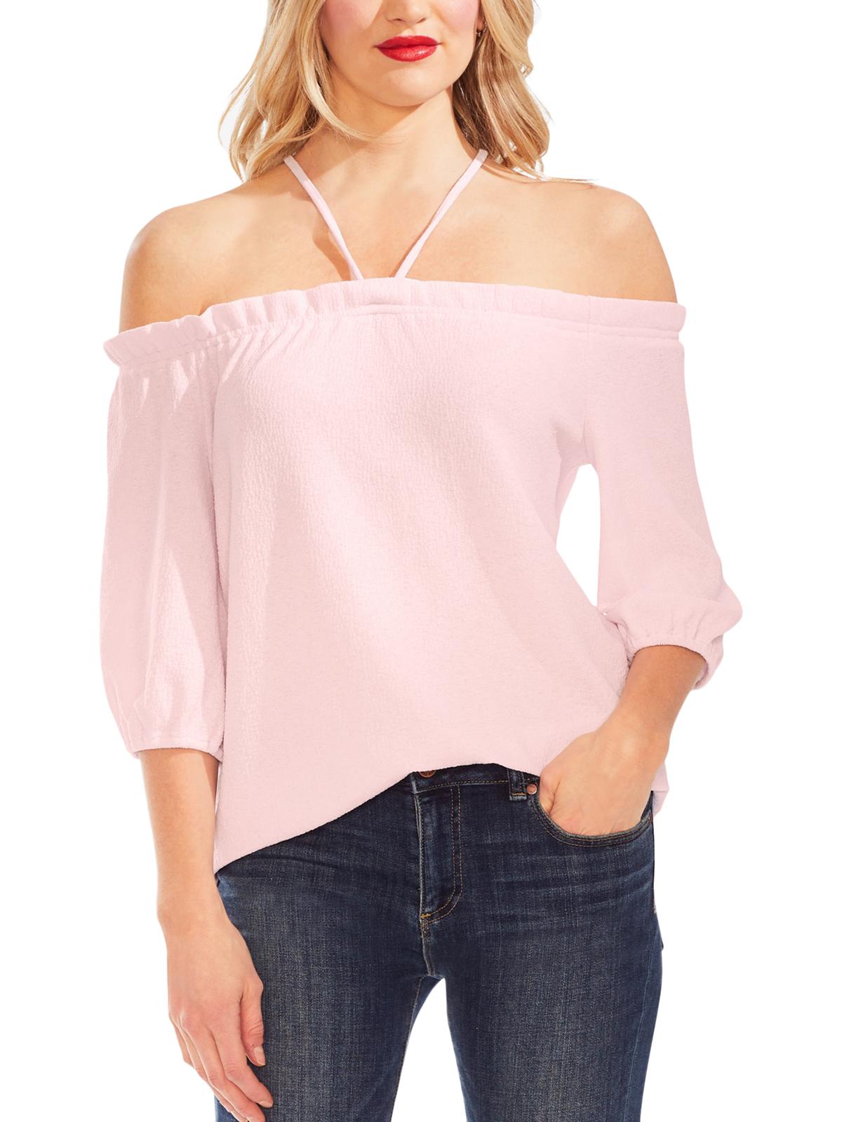 Vince Camuto Womens Off-The-Shoulder Tie Back Top Pink XS