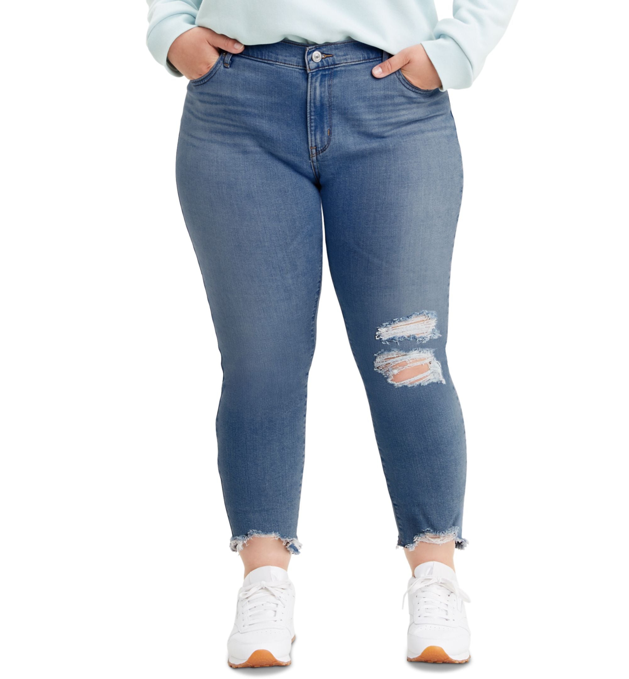 Levis Trendy Plus Size 711 Ripped Skinny Ankle Jeans