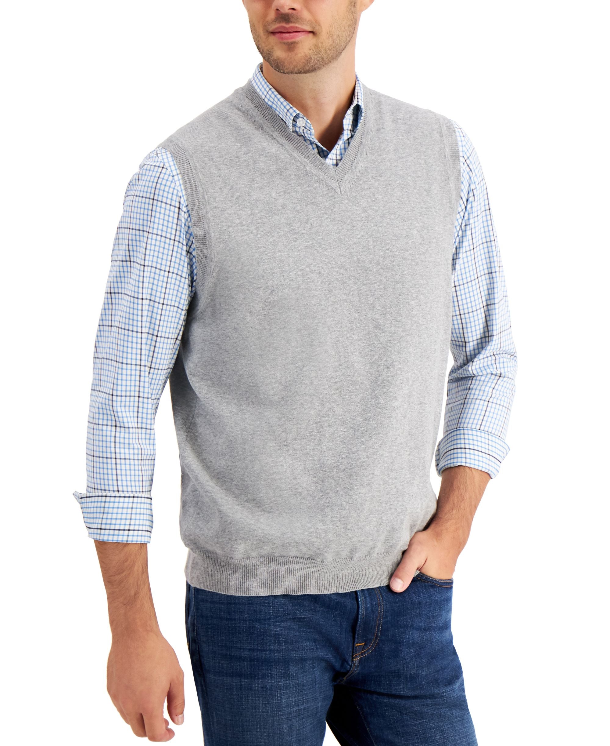 Club Room Mens Solid V Neck Sweater Vest