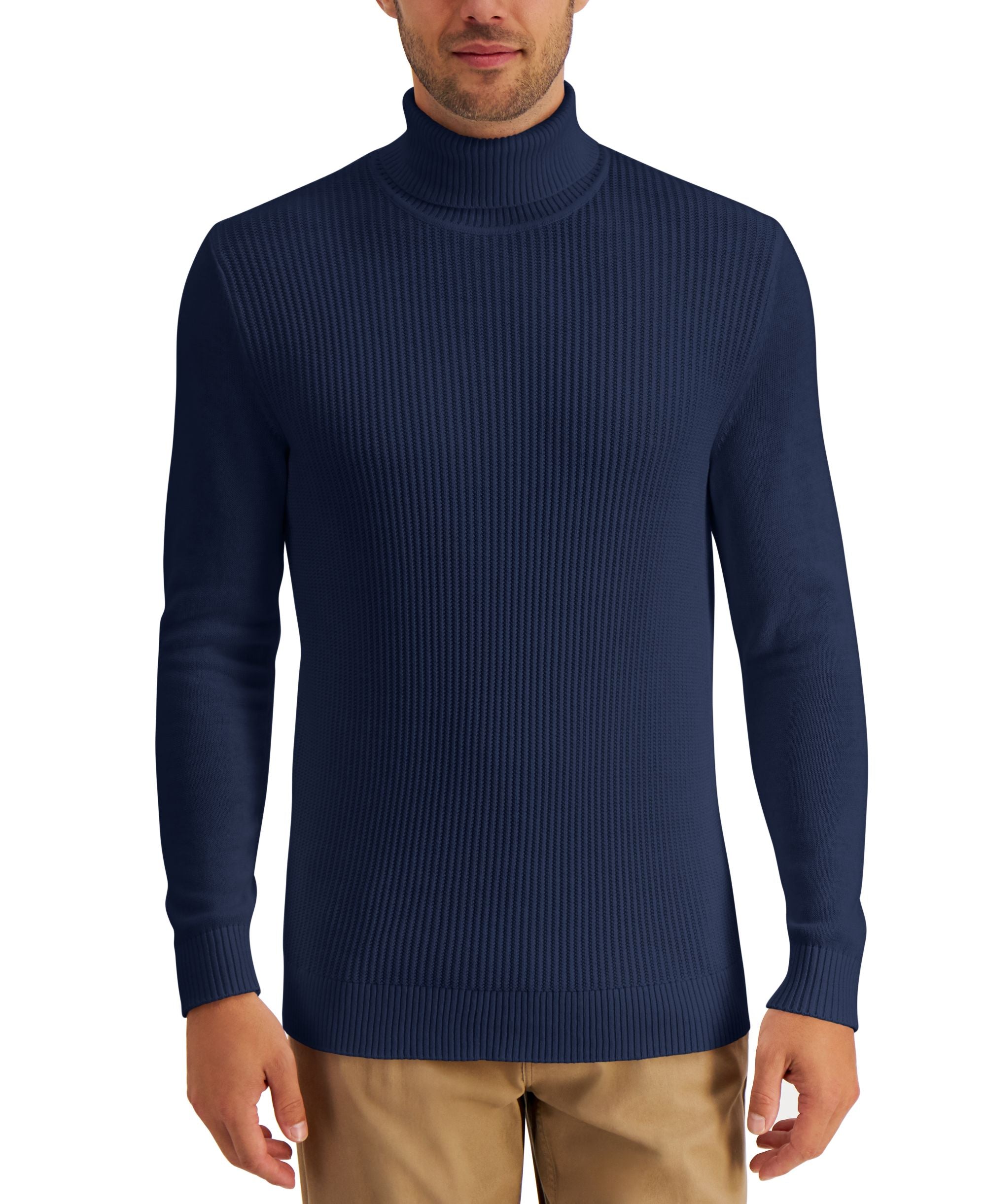 Men's Textured Cotton Turtleneck Sweater