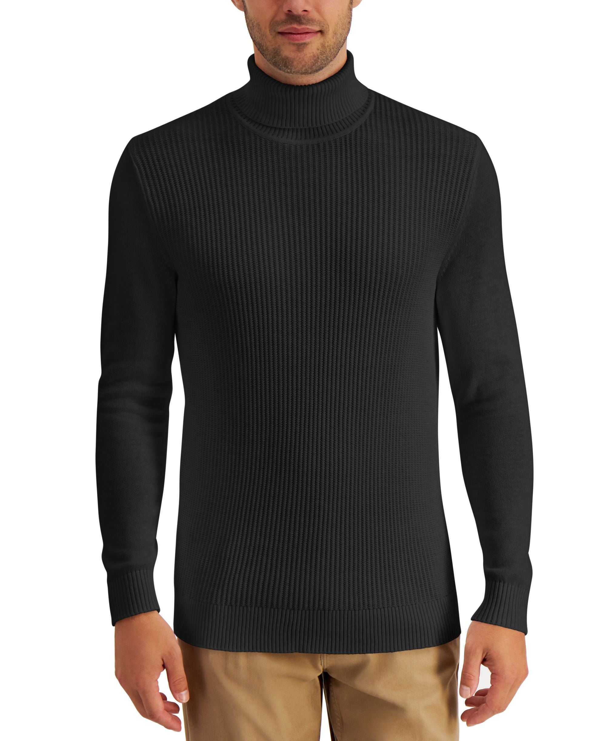 Men's Textured Cotton Turtleneck Sweater