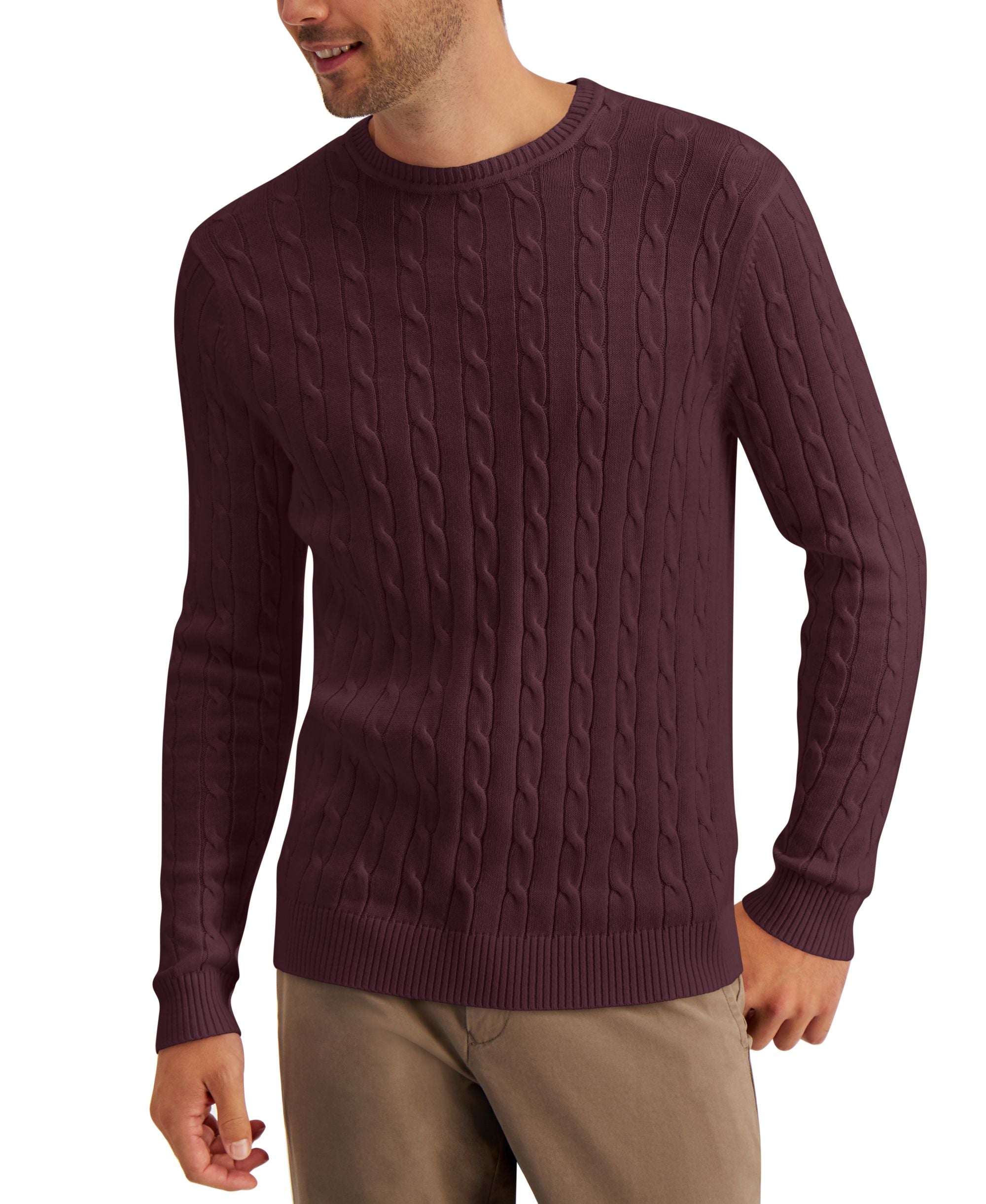 Men's Cable-Knit Cotton Sweater