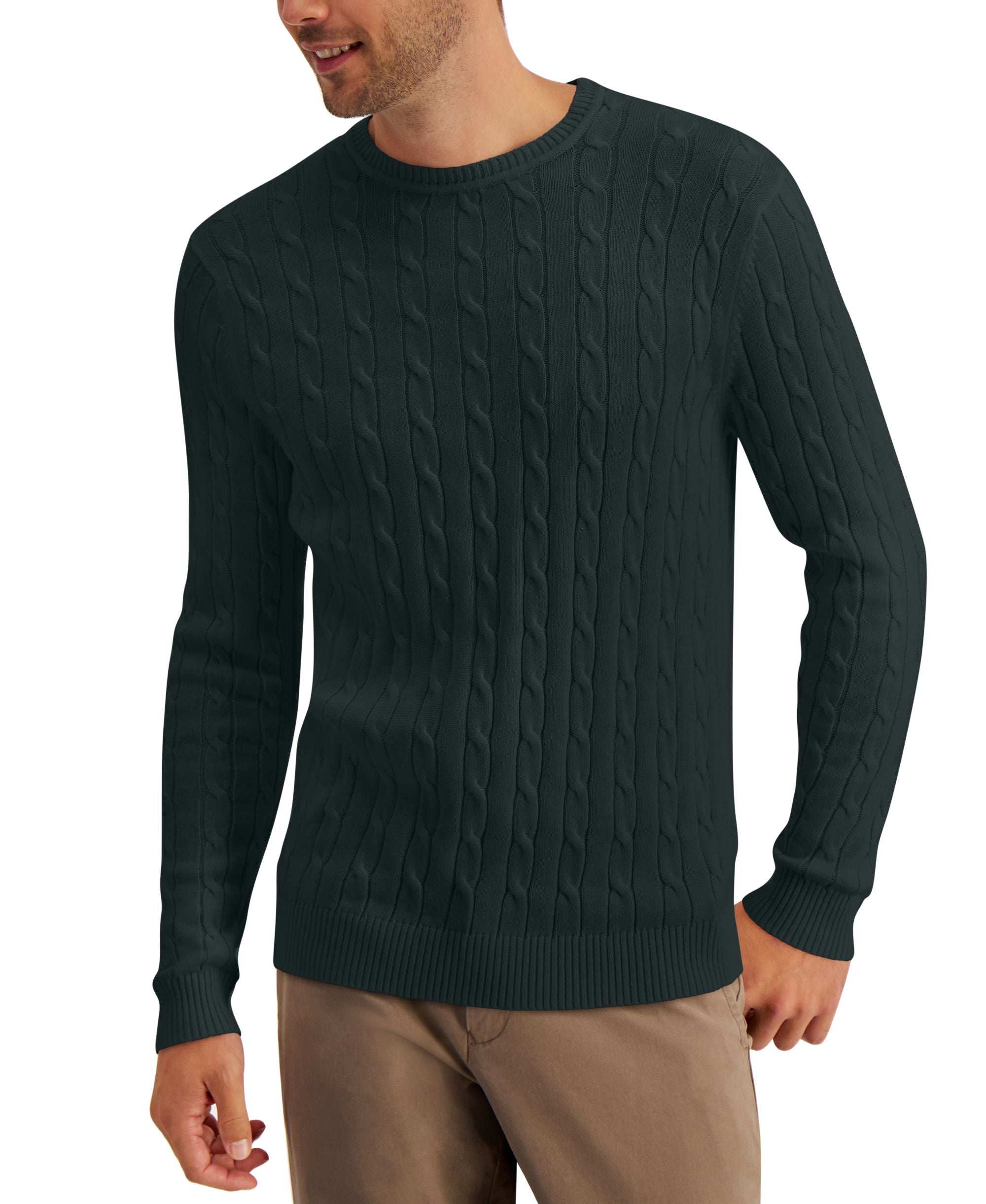 Club Room Mens Cable Knit Cotton Sweater