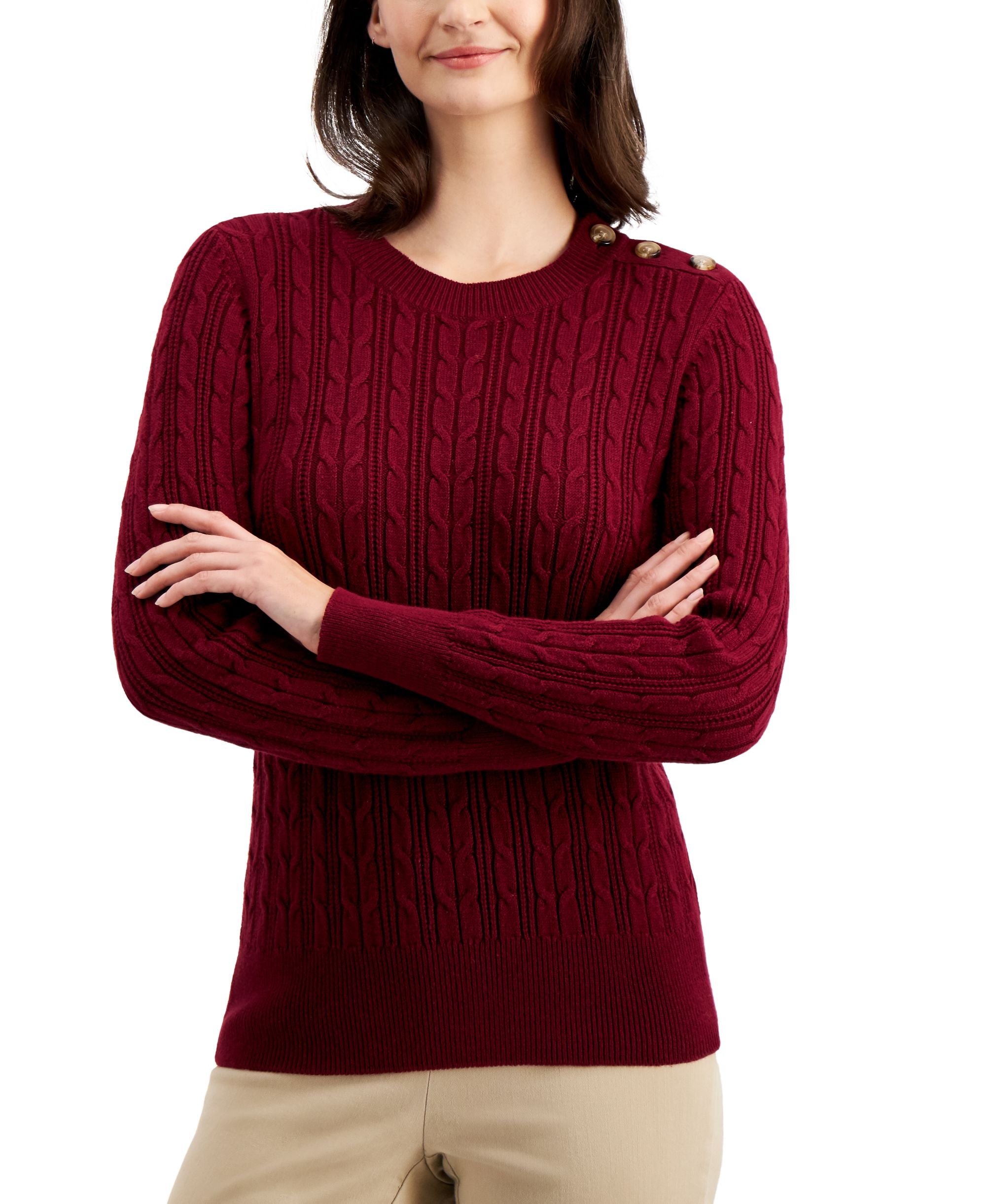Charter Club Button Shoulder Sweater