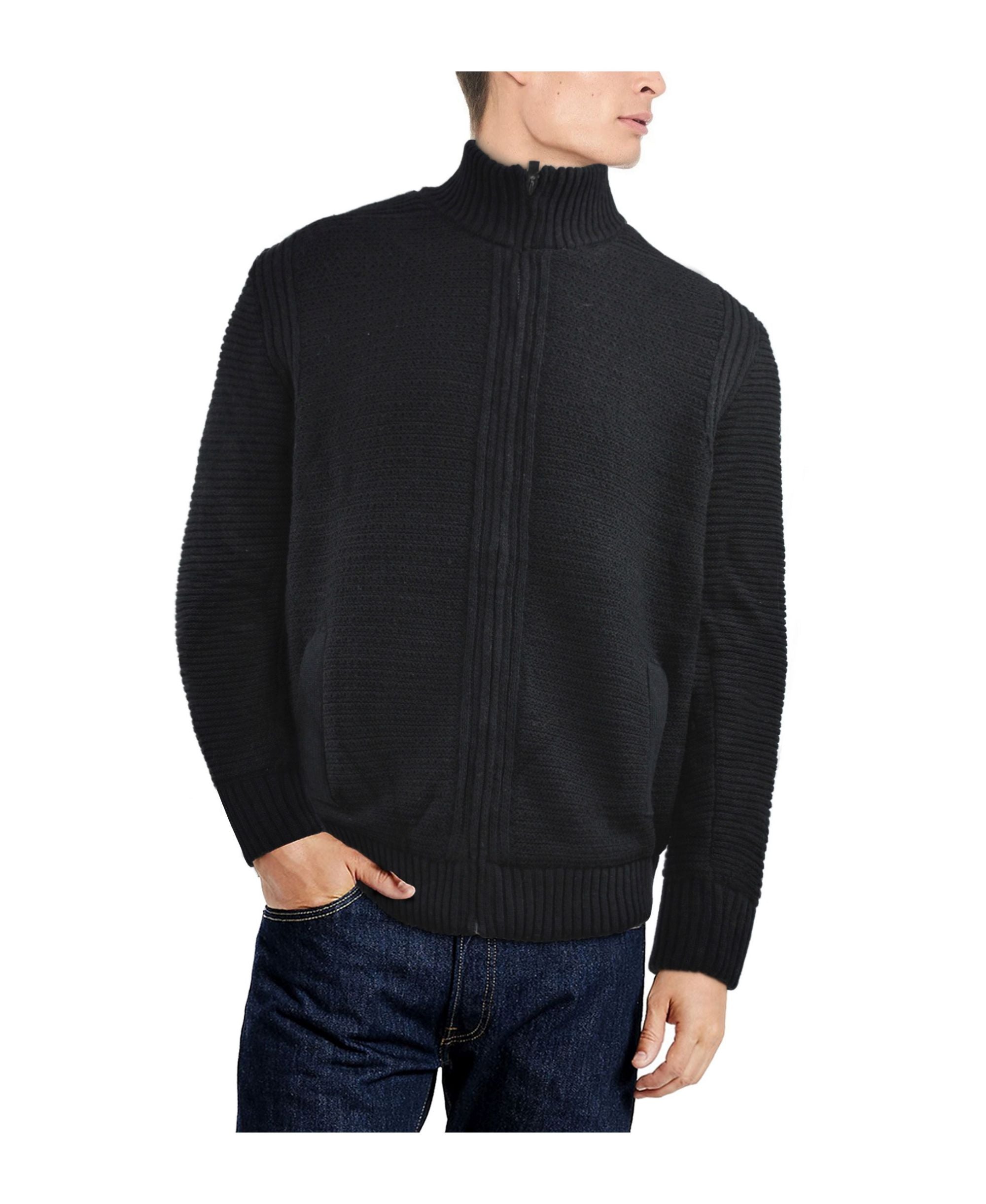 Men's Full-Zip High Neck Sweater Jacket