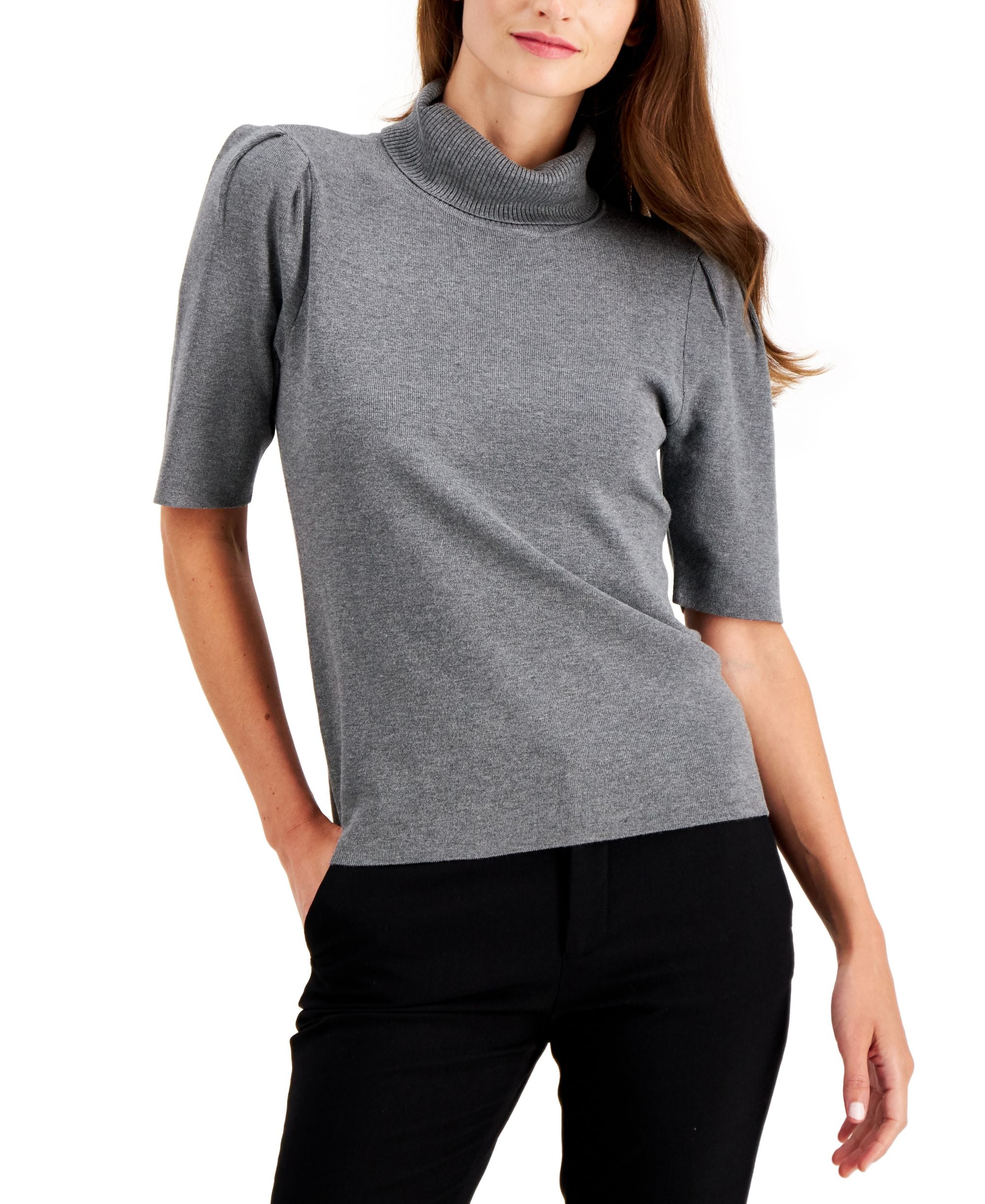 Alfani Womens Elbow Sleeve Turtleneck Sweater