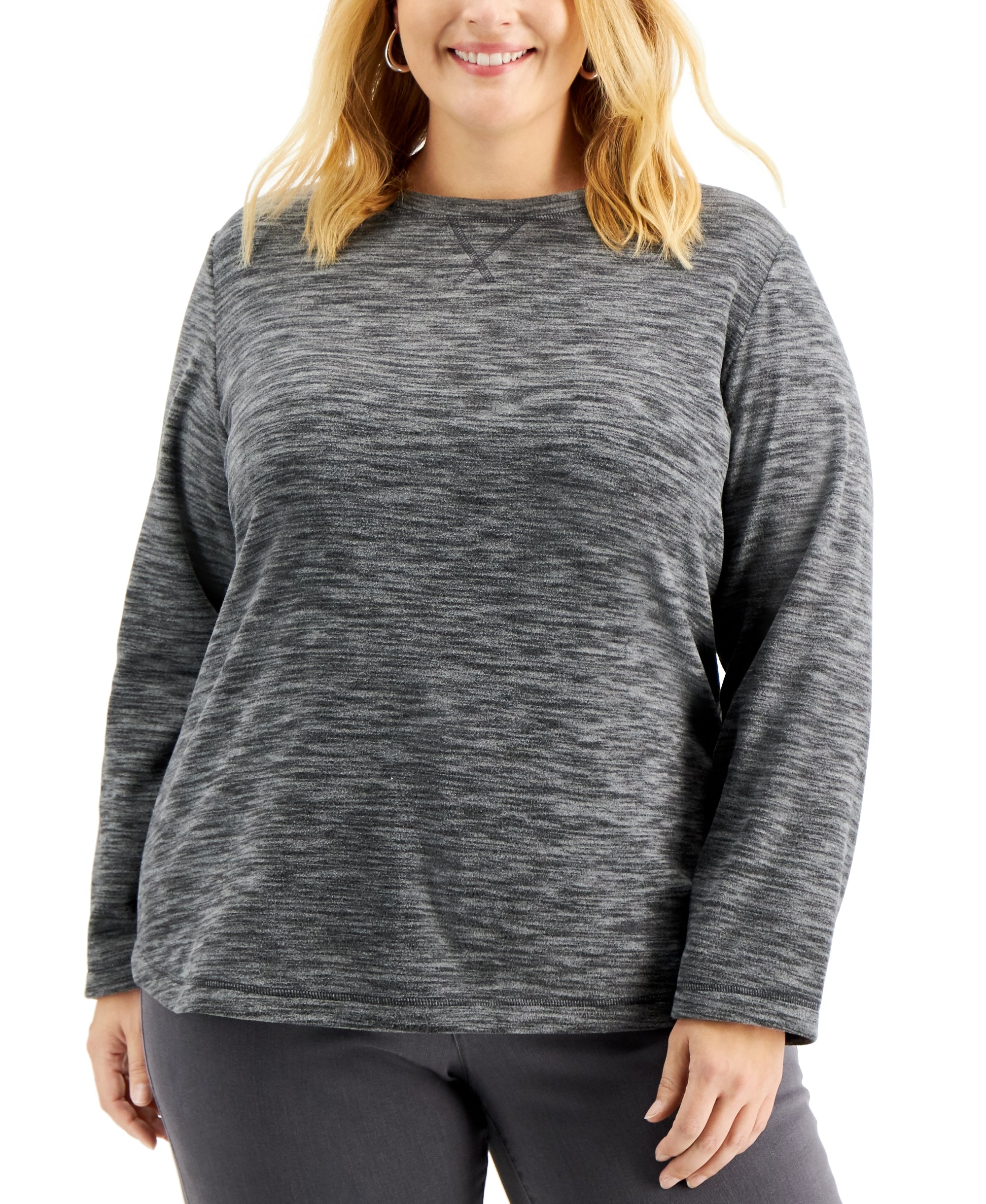 Plus Size Space-Dyed Microfleece Top