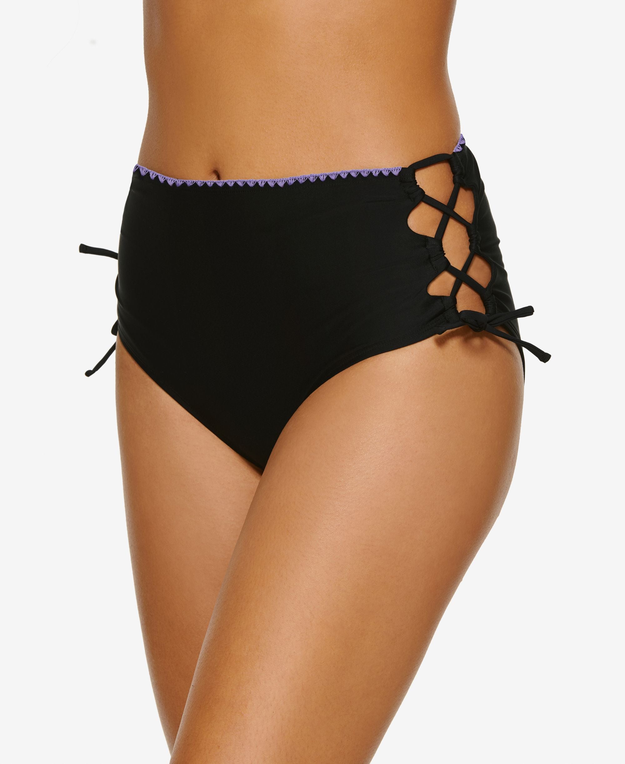 Juniors' Zig-Zag Zinc Cheeky High-Waist Bikini Bottoms